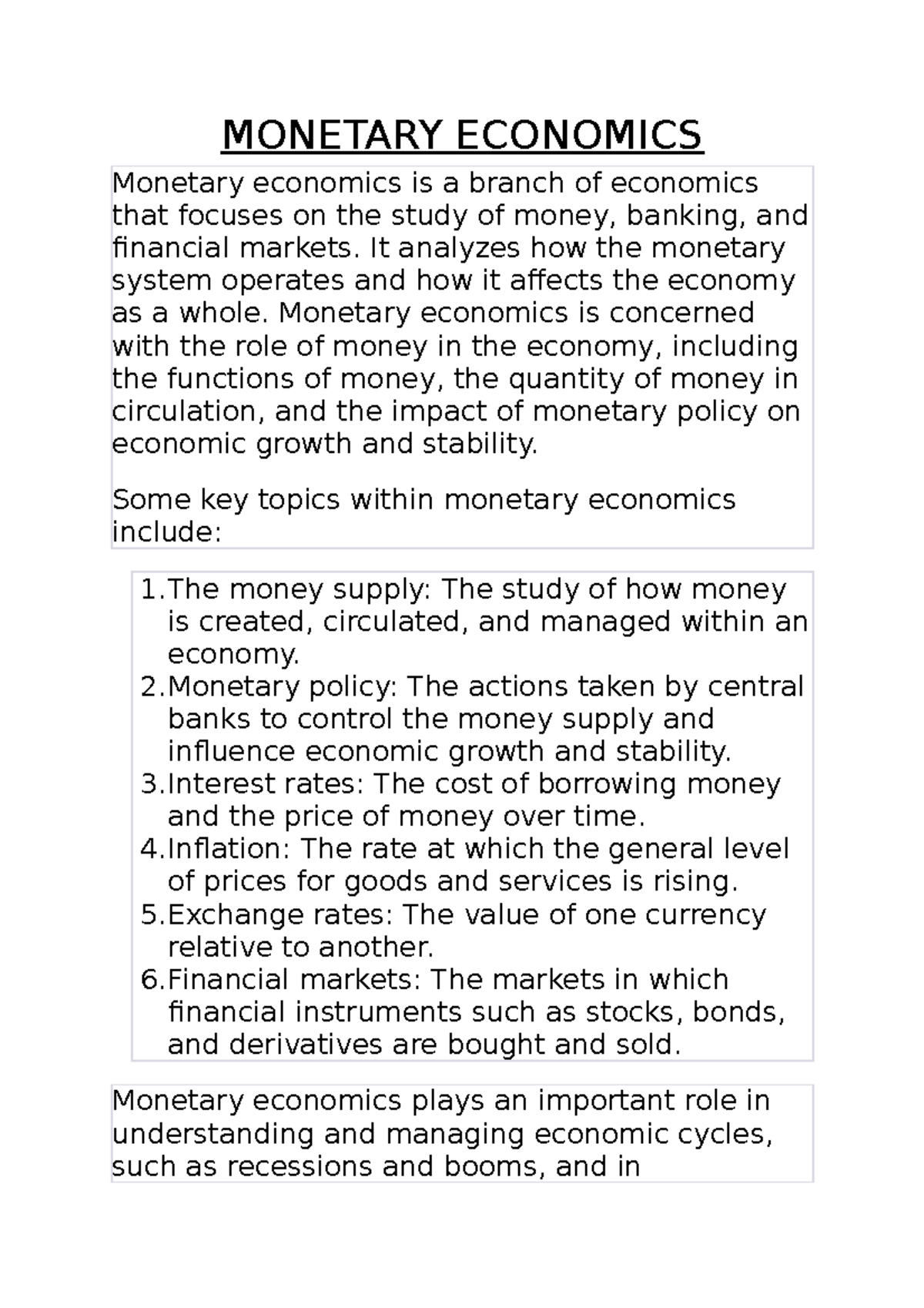 research articles in monetary economics