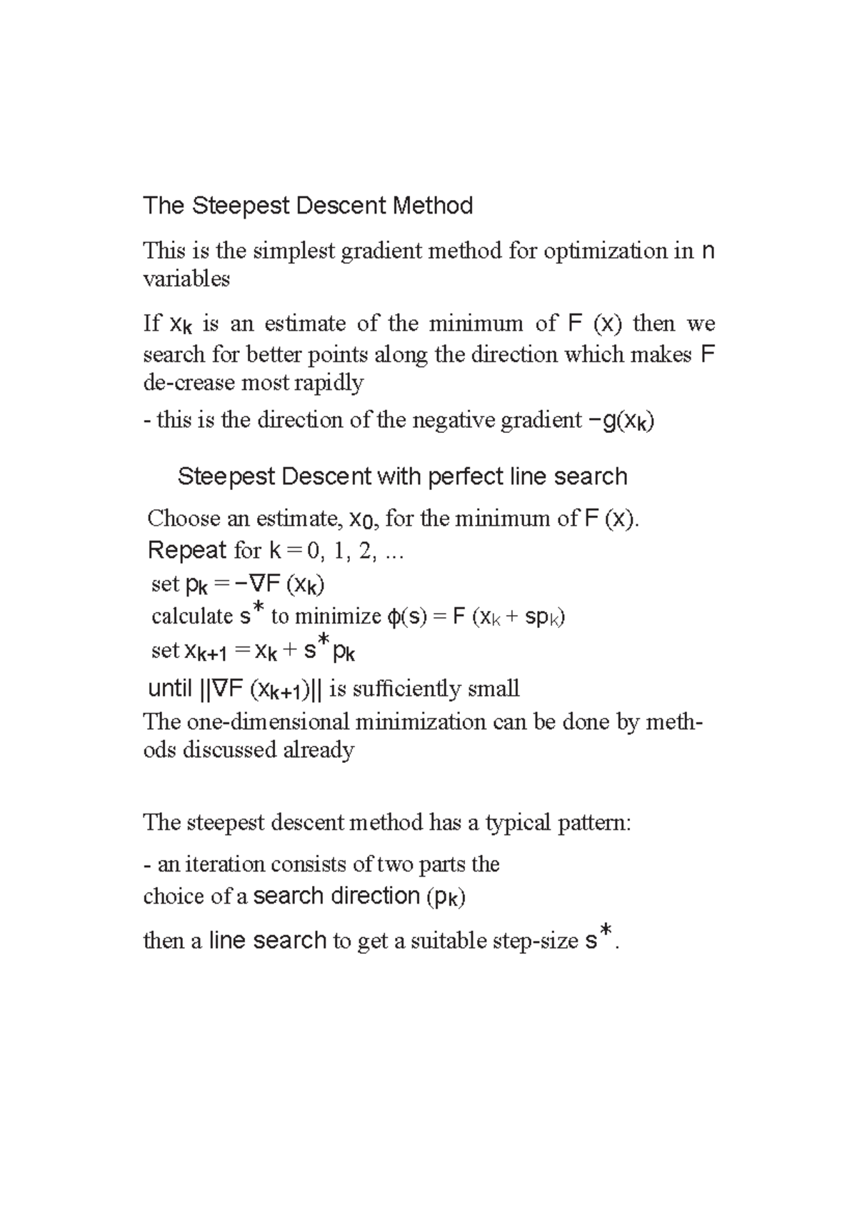 Steepest Descent Method