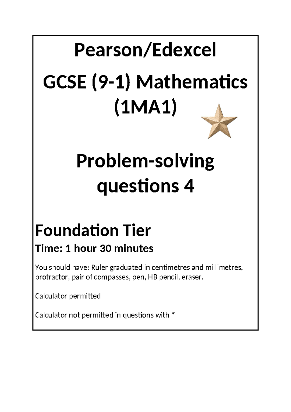 Higher Problem Solving Questions Bronze-2 - Pearson/Edexcel GCSE (9-1 ...