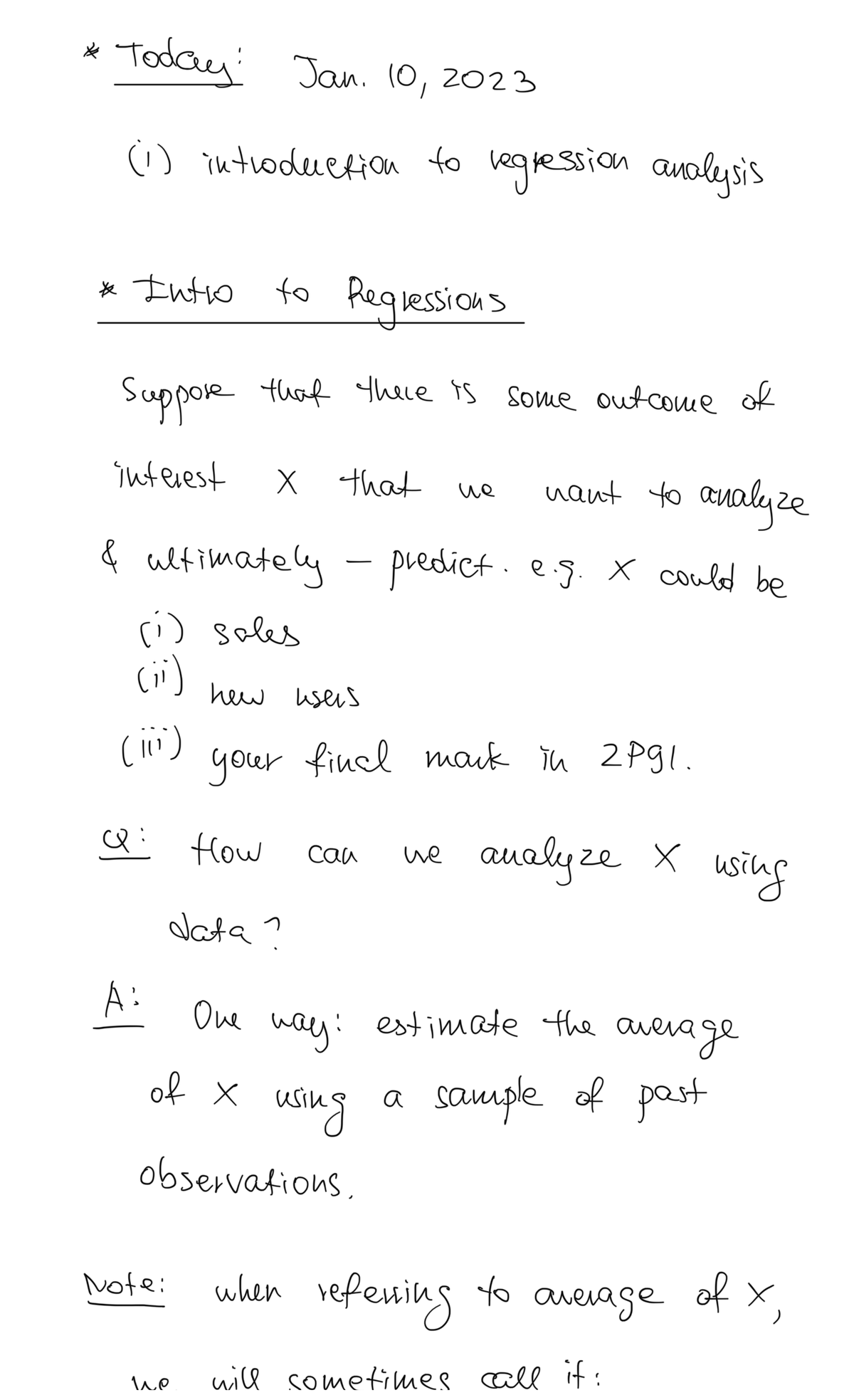 Lecture 1 - Introduction To Regression - ECON 2P91 - Studocu