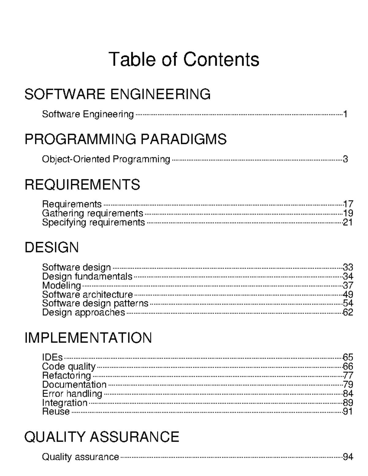 Textbook - practice work - Table of Contents SOFTWARE ENGINEERING ...