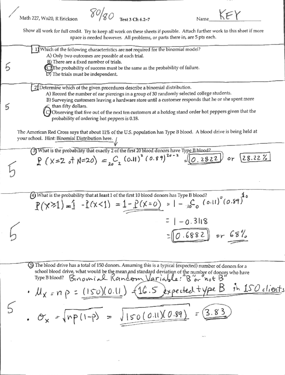 Math 227 Test 3 key - Math 227 Test 3 key assignment solution - Maths ...