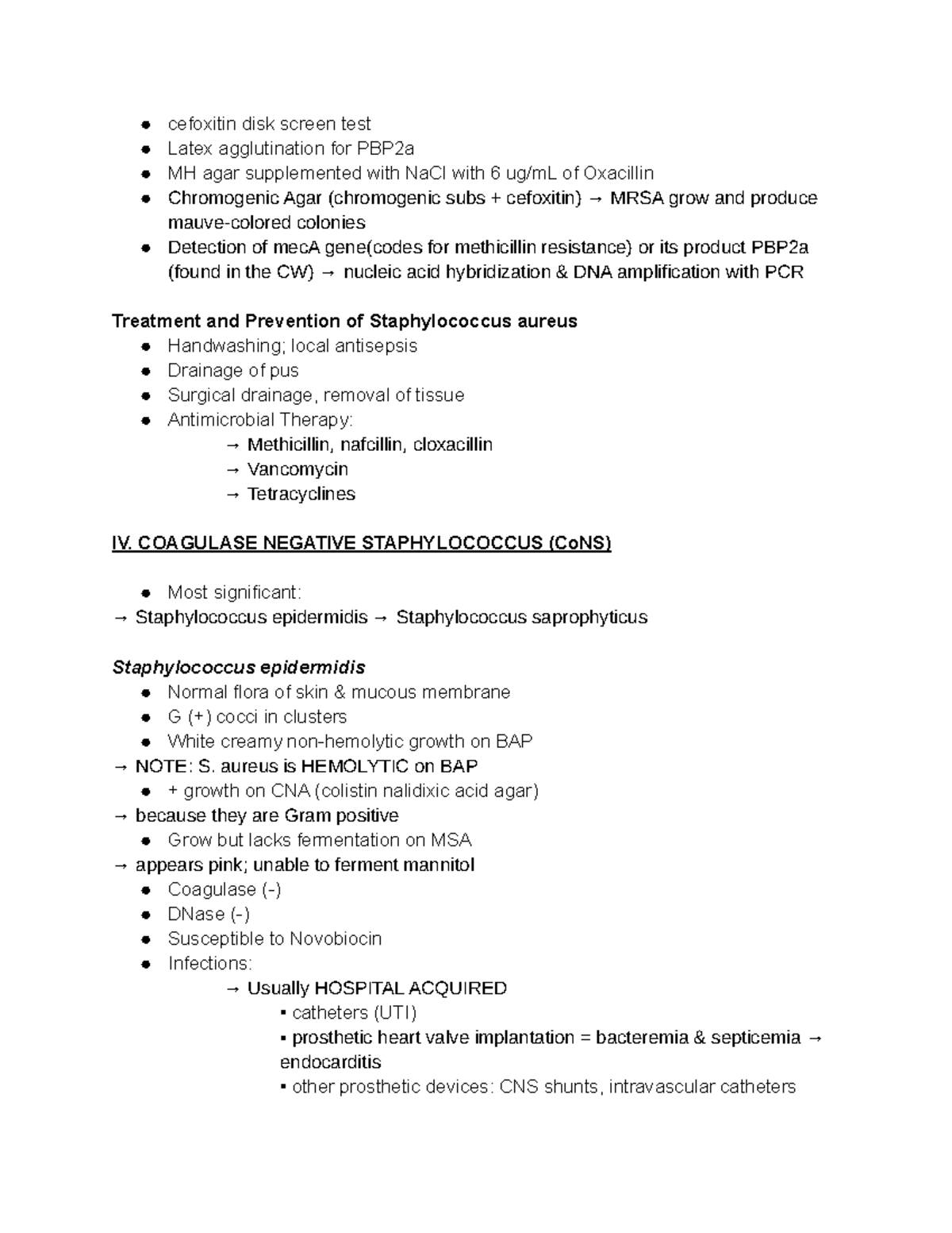 Coagulase Negative Notes 3 - cefoxitin disk screen test Latex ...