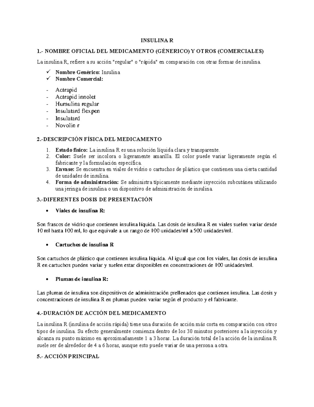 Insulina R - INSULINA R 1.- NOMBRE OFICIAL DEL MEDICAMENTO (GÉNERICO) Y ...