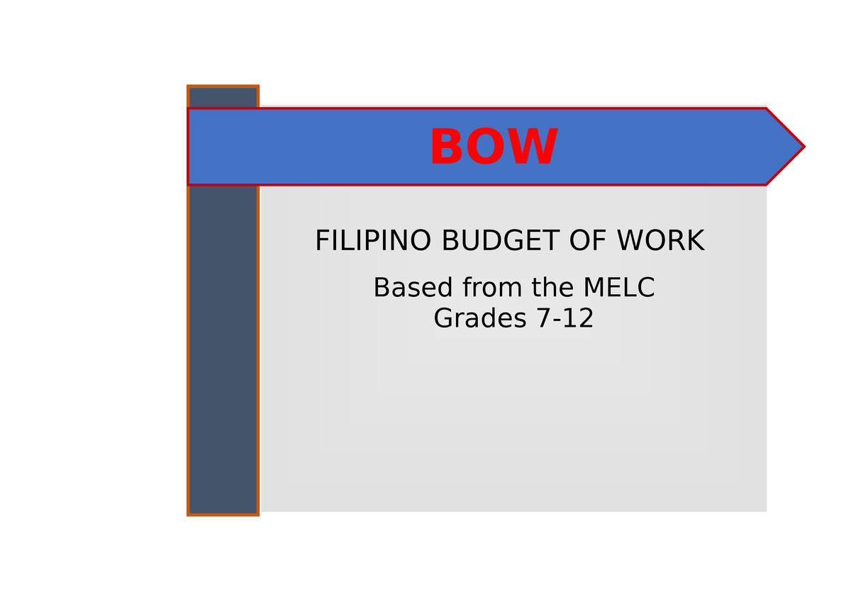 Budget Of Work In Filipino Secondary Filipino Budget Of Work Based From The Melc Grades 7 Bow 1776