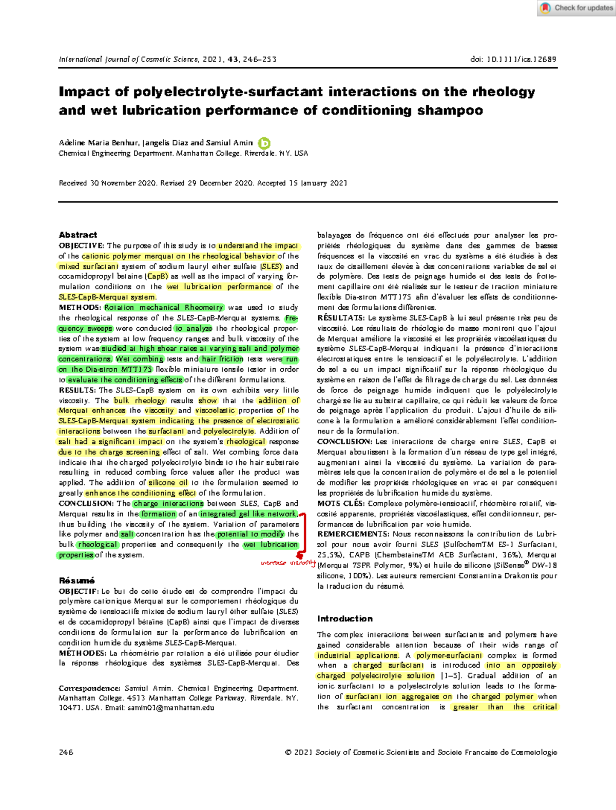 Rheology Shampoo - Write a critical summary - Impact of polyelectrolyte ...
