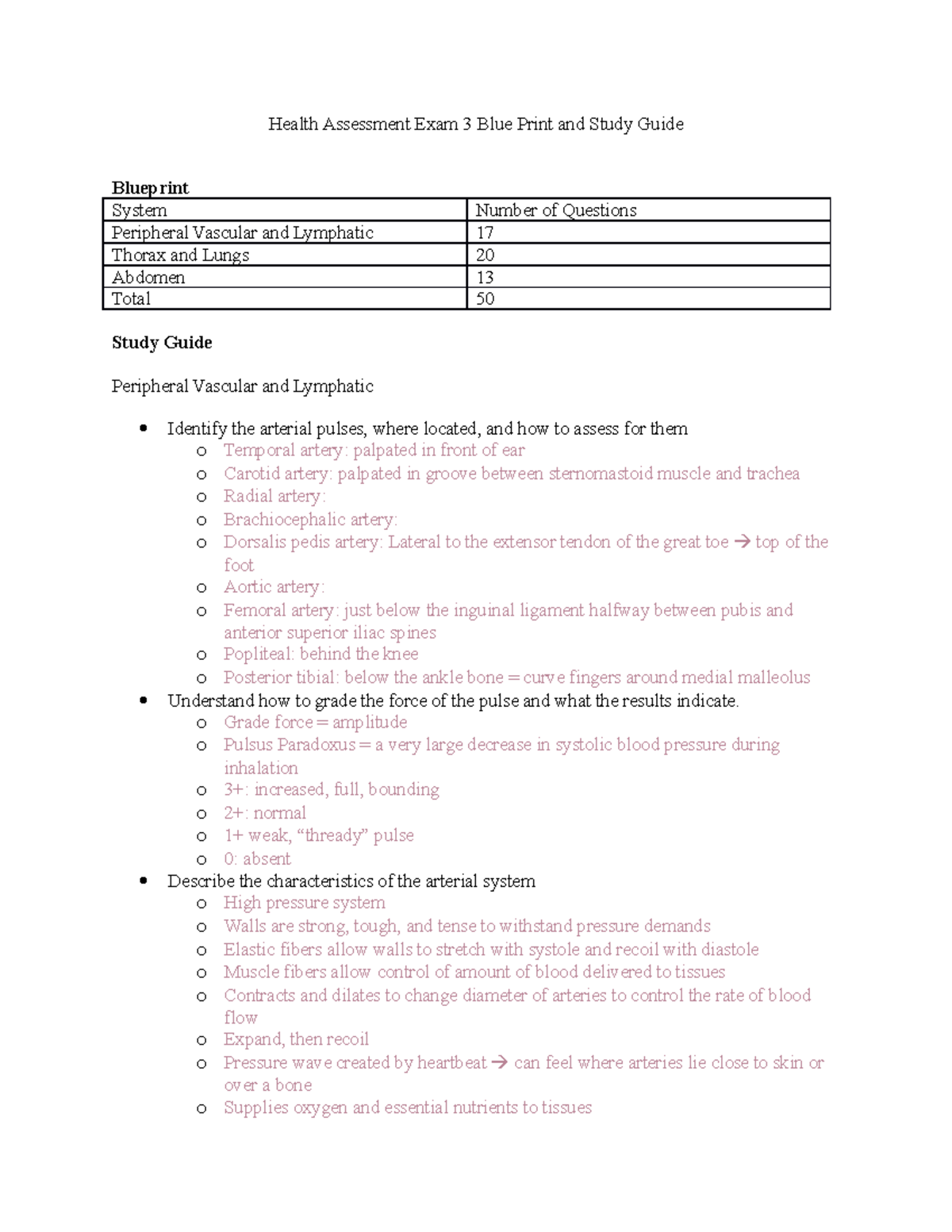 Health Assessment study guide exam 3 Health Assessment Exam 3 Blue