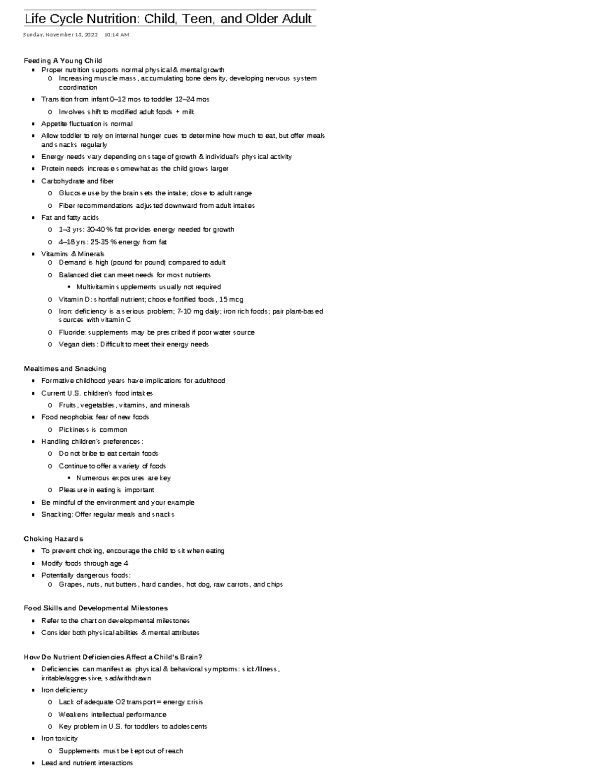 Life Cycle NutritionChild, Teen, and Older Adult children’s food