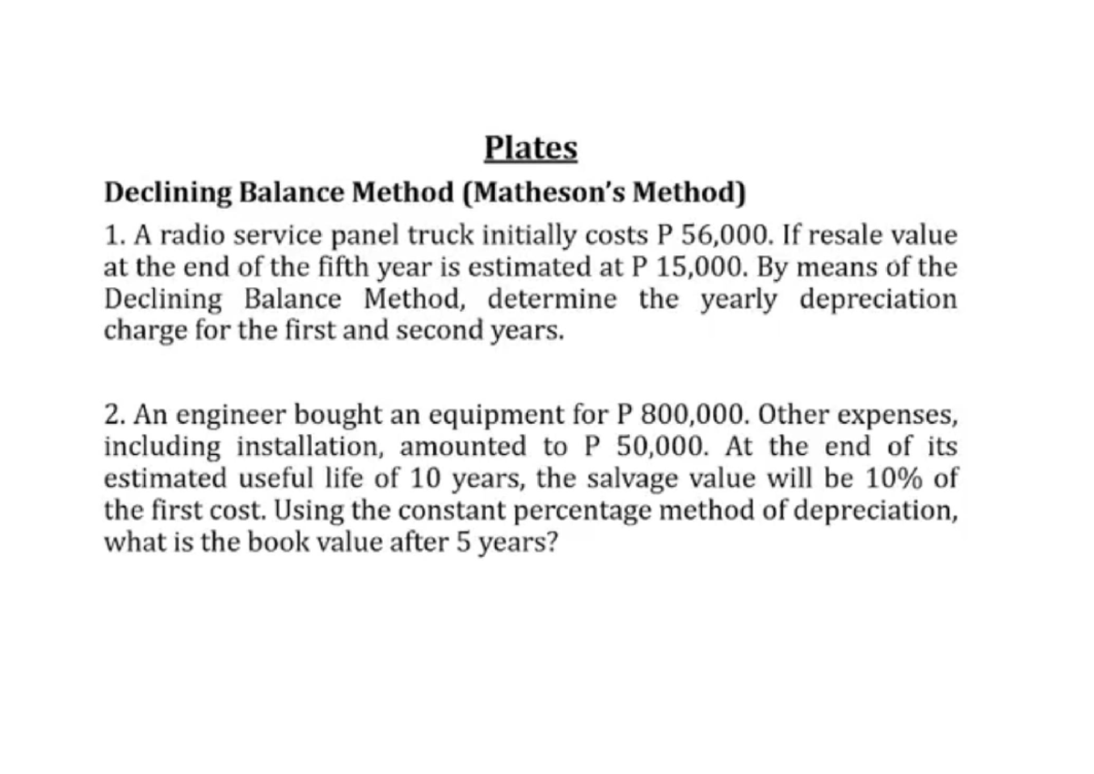 Practice Declining balance - Engineering Economics - Studocu