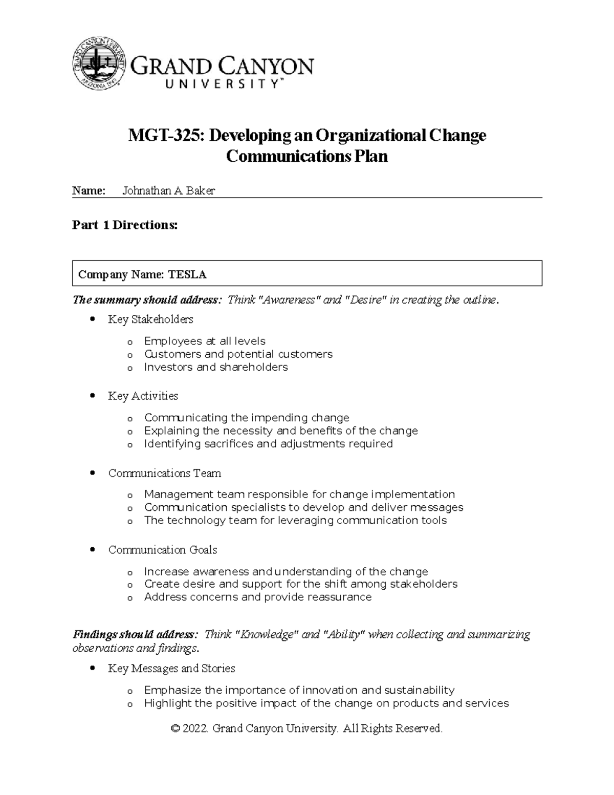 mgt 325 organizational change communications plan presentation