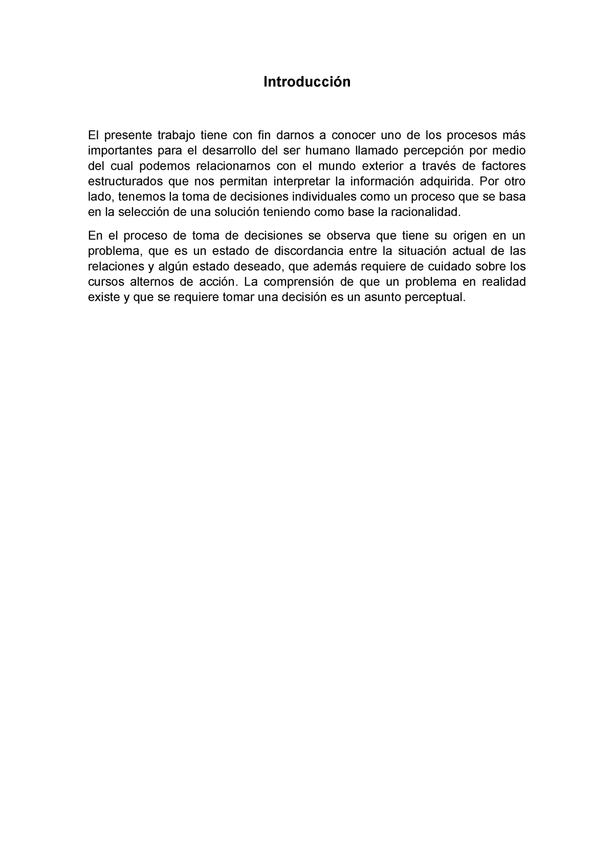 La Percepción Y La Toma De Decisiones Individual - Introducción El ...