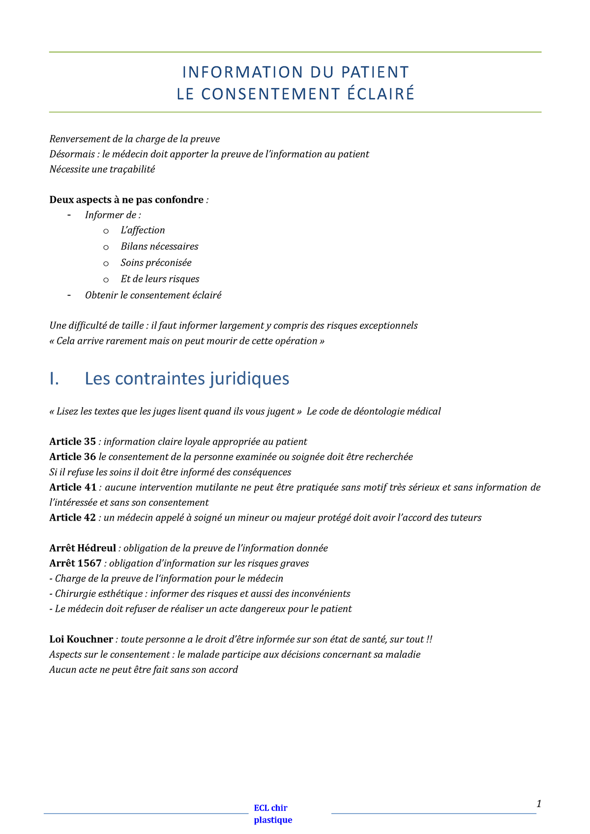 6 Le Consentement éclairé Information Du Patient Le Consentement ÉclairÉ Renversement De La 