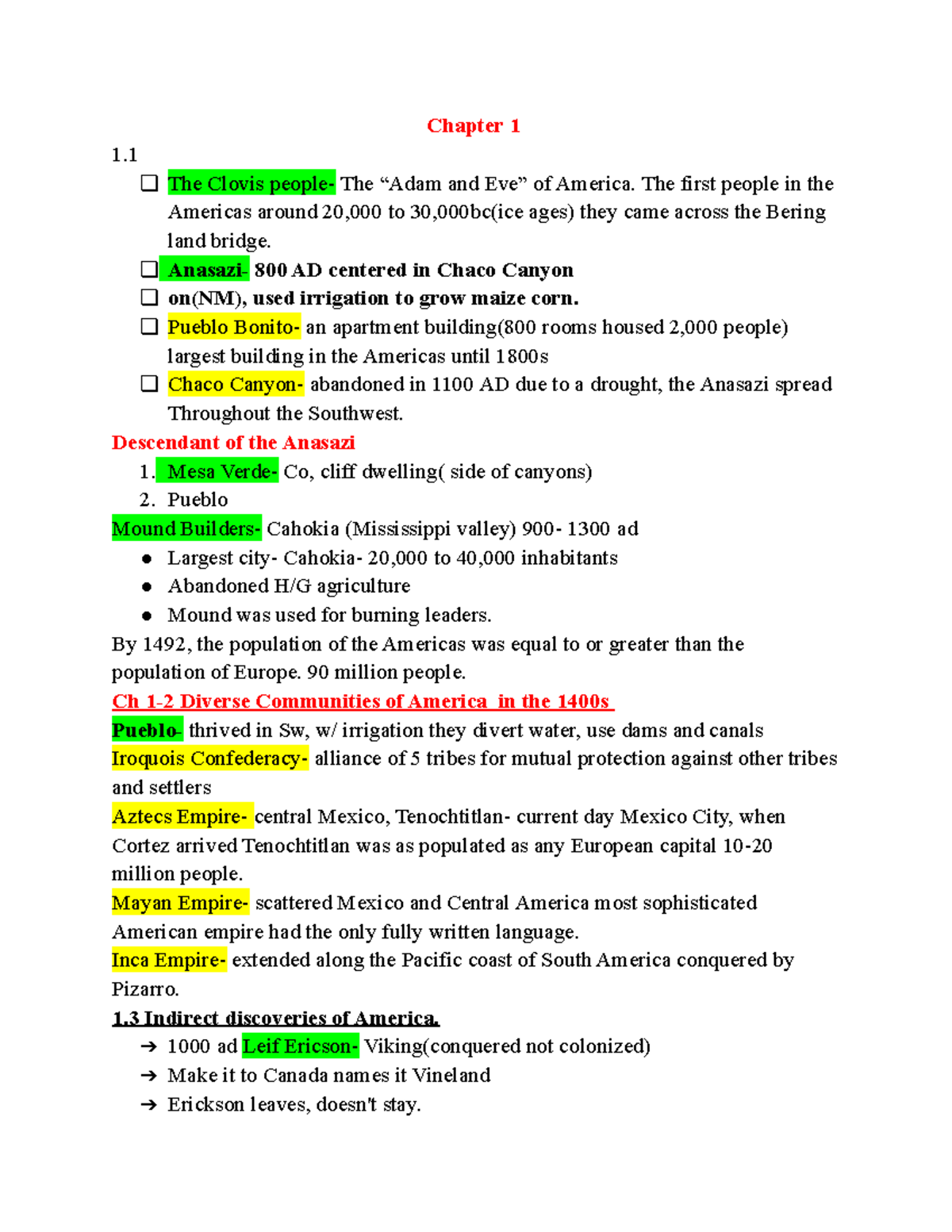 Chapter 1 - Lecture notes Lecture 1 - Chapter 1 1. The Clovis people ...