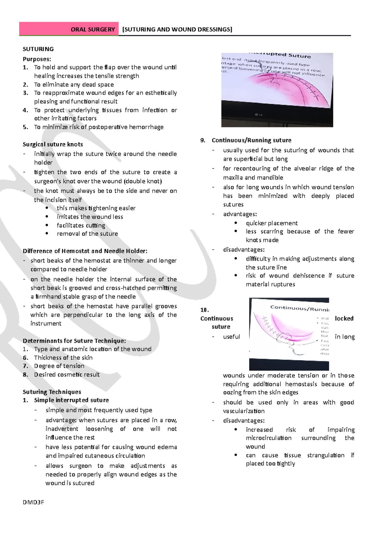 Oral Surgery Suturing and Wound Dressing ORAL SURGERY [SUTURING AND