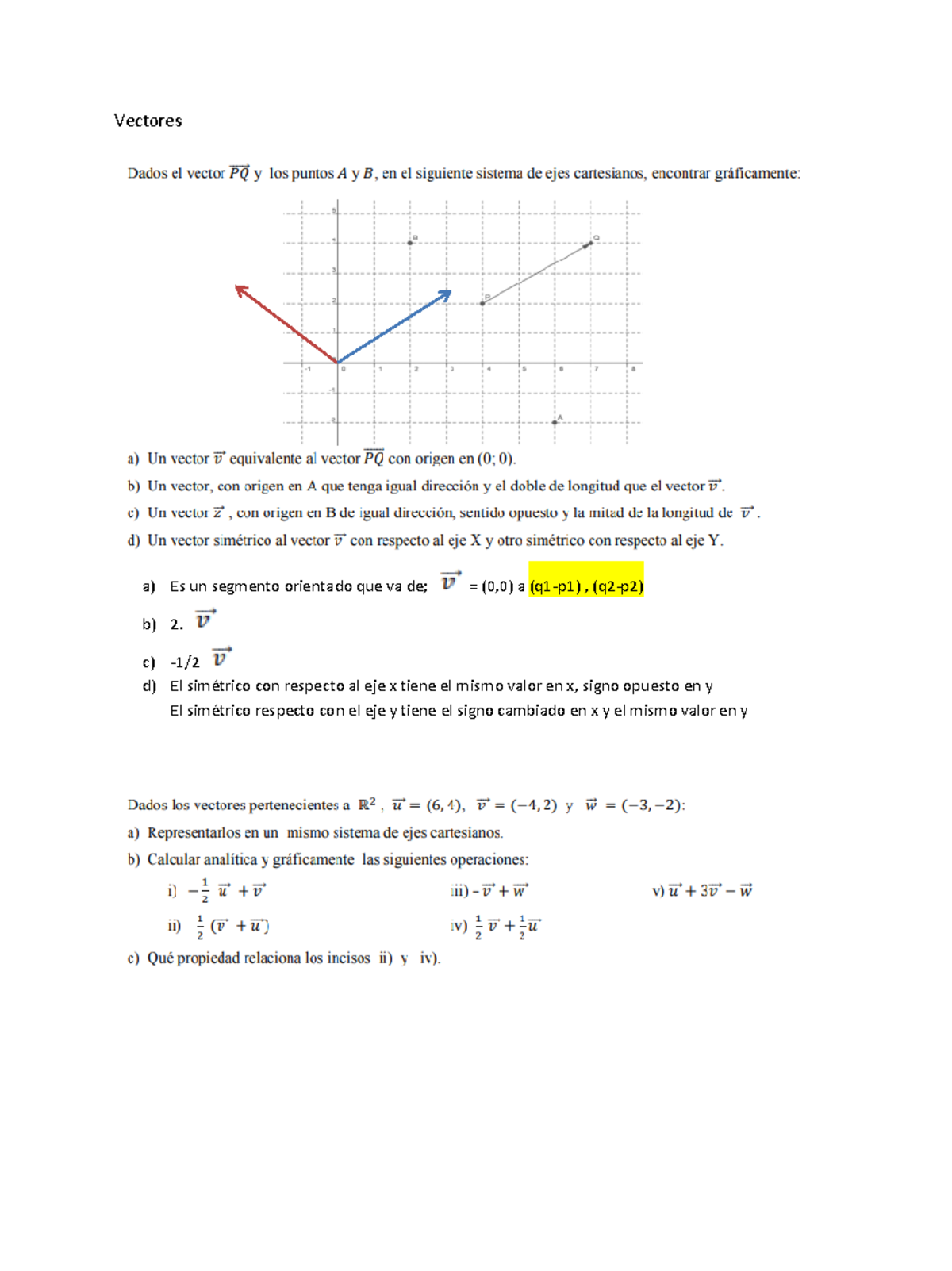 T P vectores con ej resueltos - Vectores a) Es un segmento orientado ...