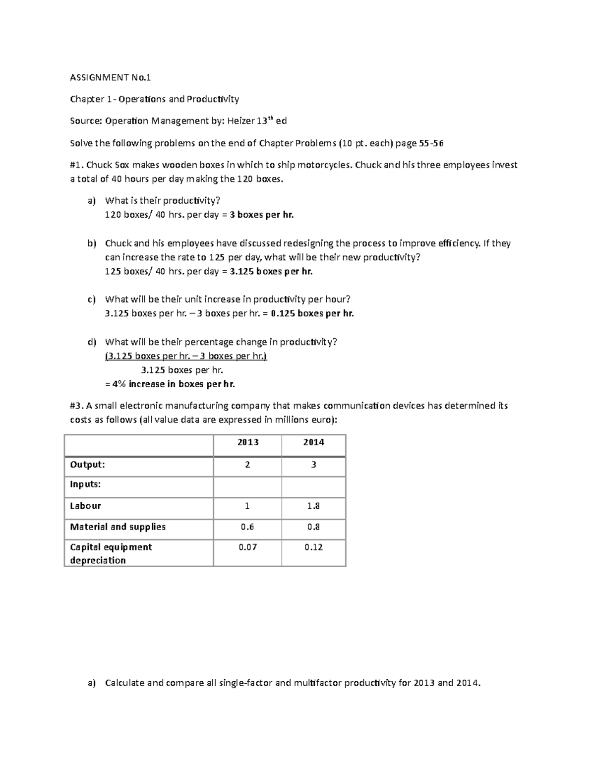 operations management homework 1