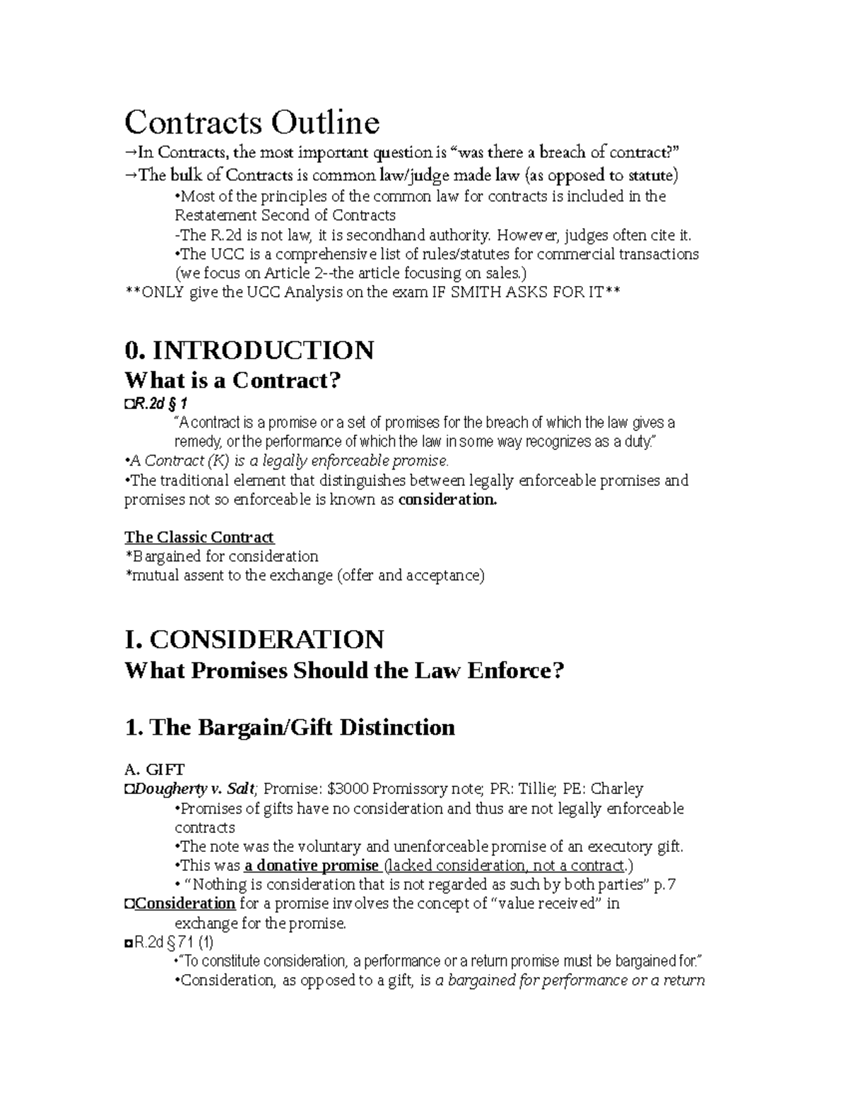 Contracts Smith 2017 Fall - Contracts Outline →In Contracts, the most ...