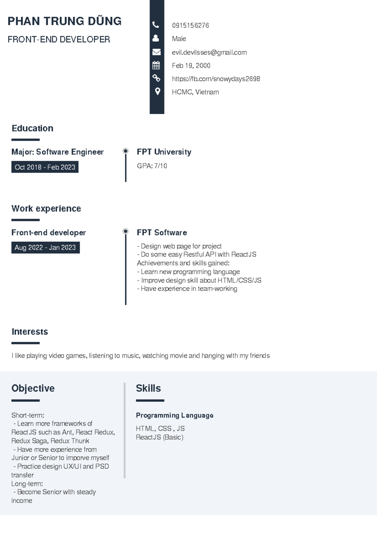 Phan Trung Dung-CV - Obtain customer requirement Coding, review coding ...