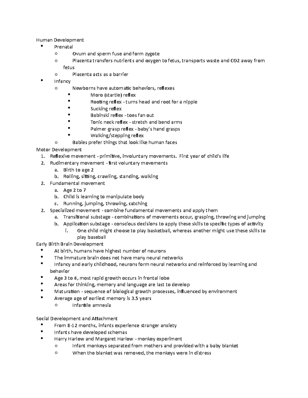Chapter 3 Notes - Human Development Prenatal o Ovum and sperm fuse and ...