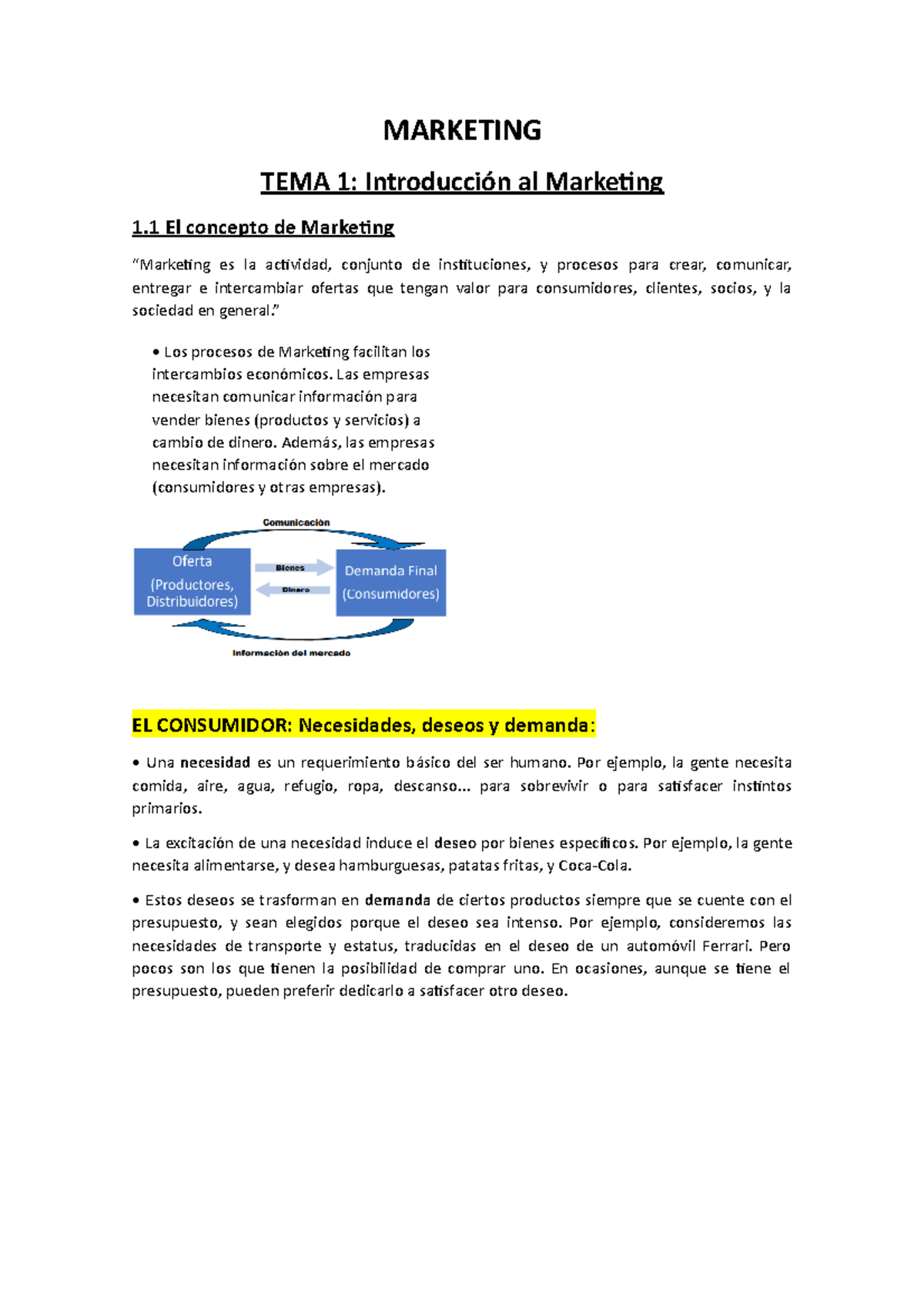 Apuntes Marketing 22 - MARKETING TEMA 1: Introducción al Marketing 1 El ...