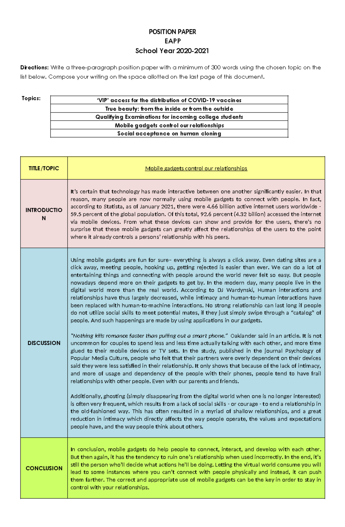 Position- Paper - POSITION PAPER EAPP School Year 2020- Directions ...