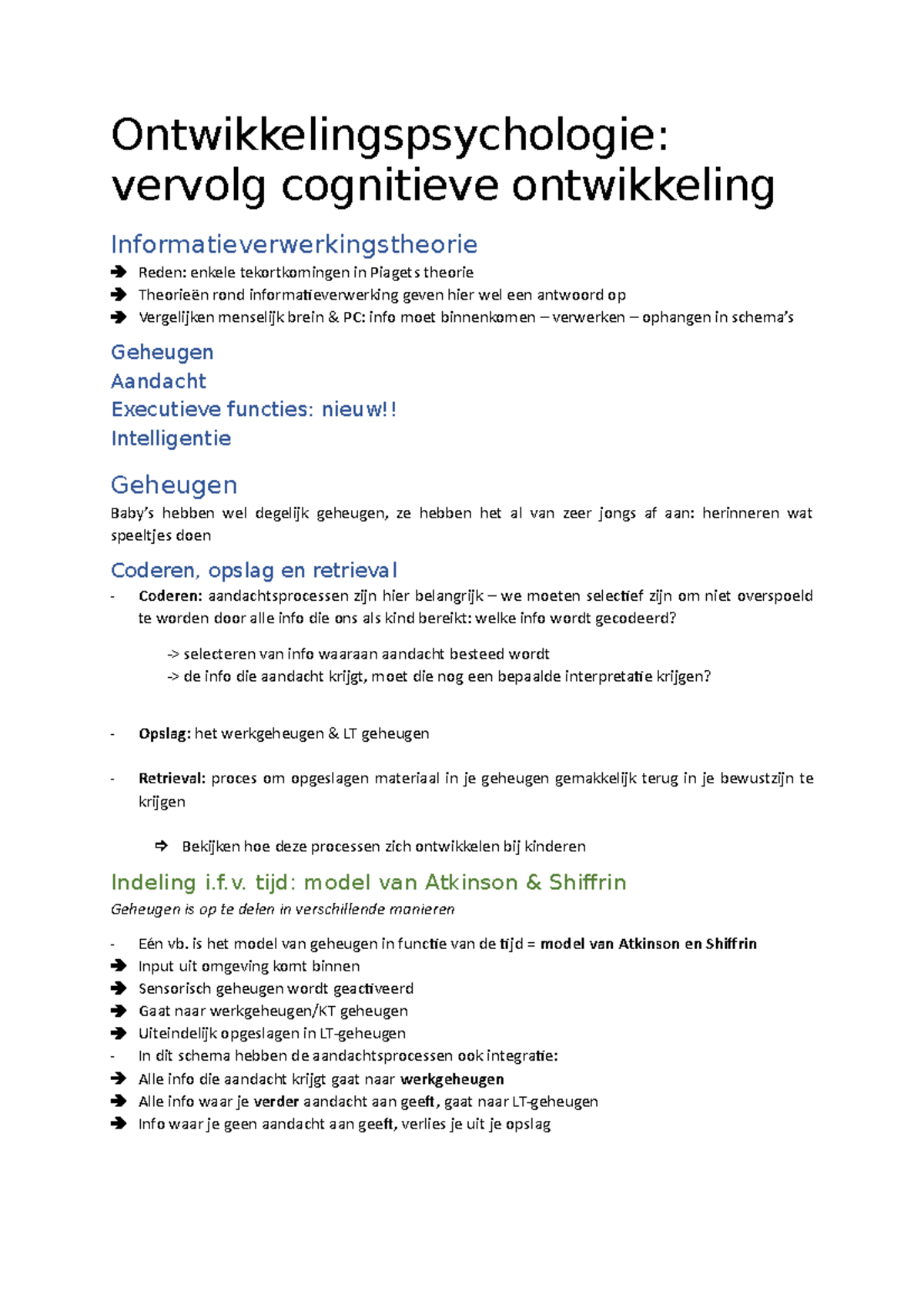 Cognitieve Ontwikkeling - Ontwikkelingspsychologie: Vervolg Cognitieve ...