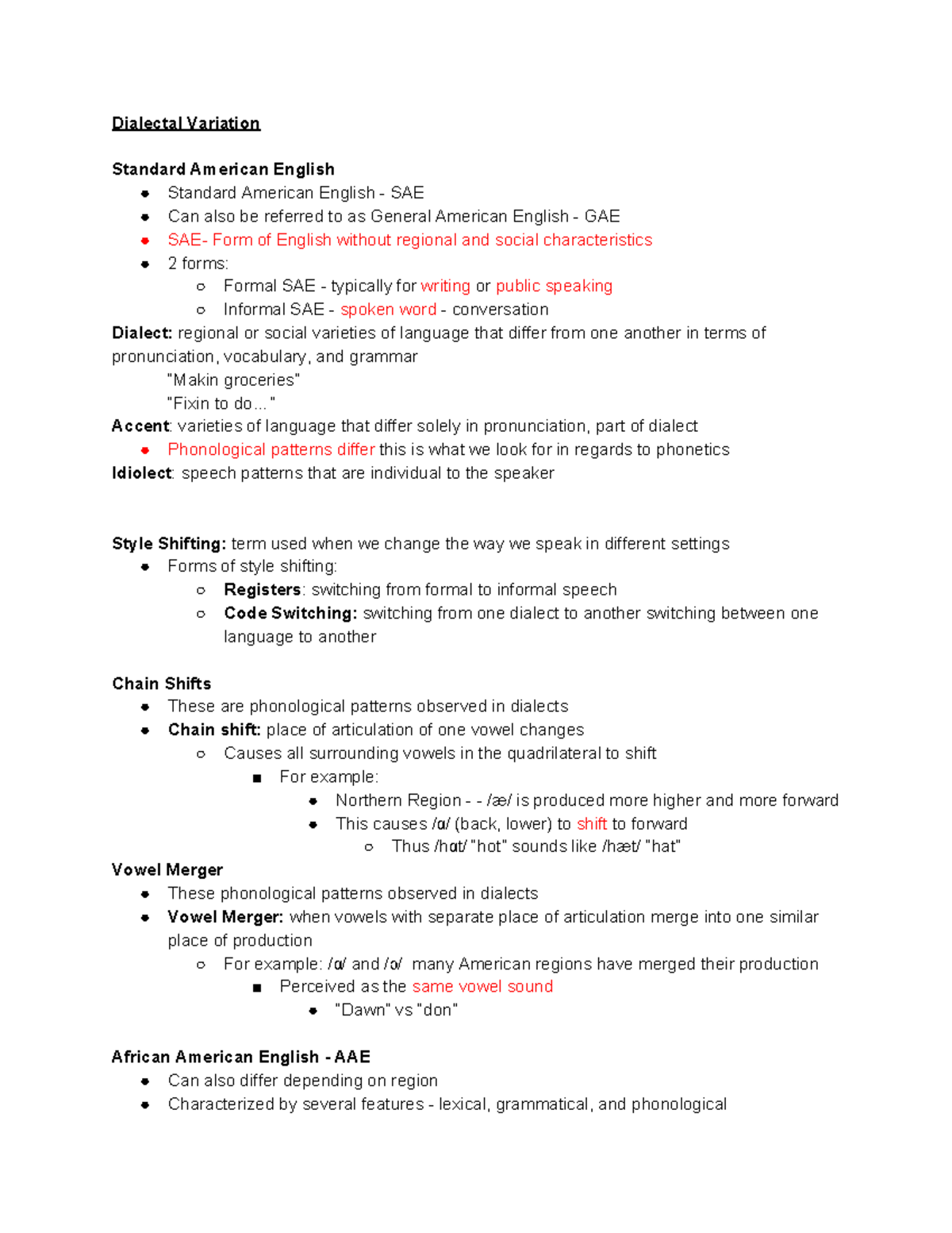 Dialect Variation - Dialectal Variation Standard American English