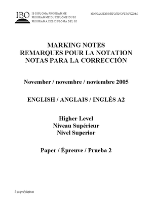 English B Paper 1 Text Booklet HL - ####### 8805-2238 8 Pages/páginas ...