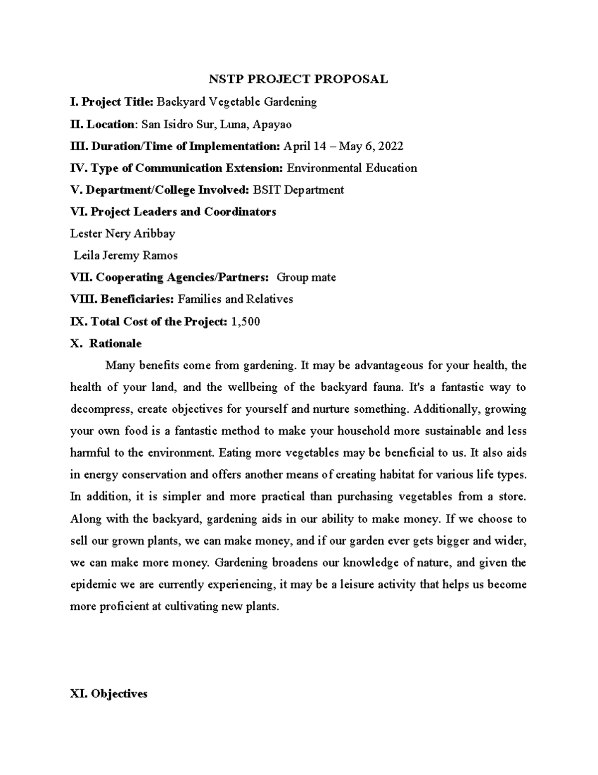 NSTP-Proposal - NSTP Proposal for ASC - NSTP PROJECT PROPOSAL I ...