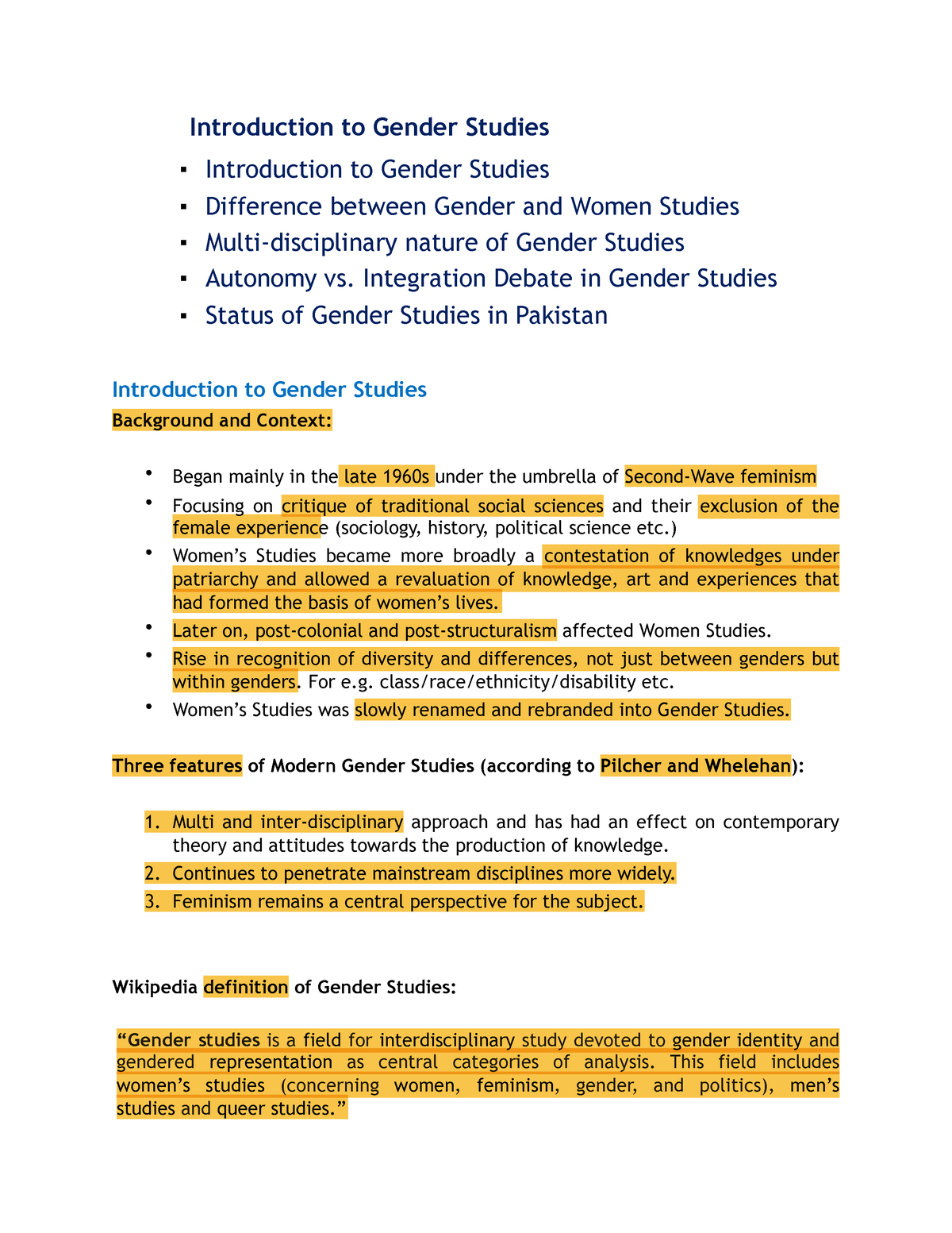 1. Introduction To Gender Studies - Introduction To Gender Studies ...