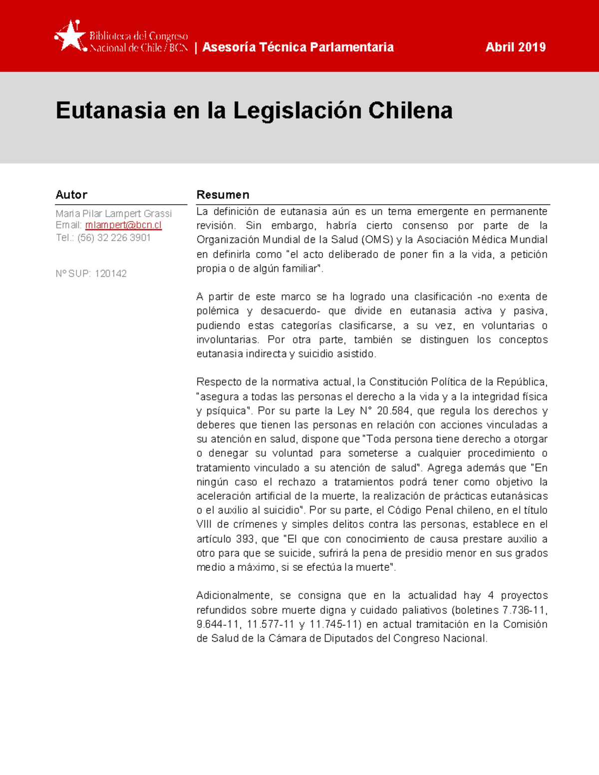 BCN Eutanasia En La Legislacion Chilena Final - | Asesoría Técnica ...