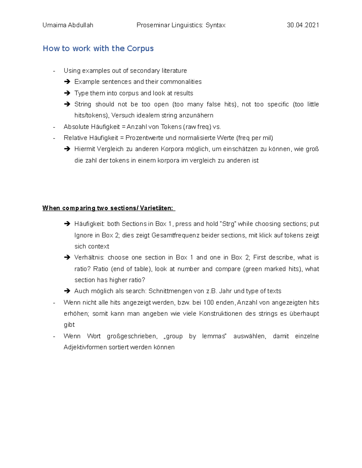How to work with the Corpus - How to work with the Corpus Using ...