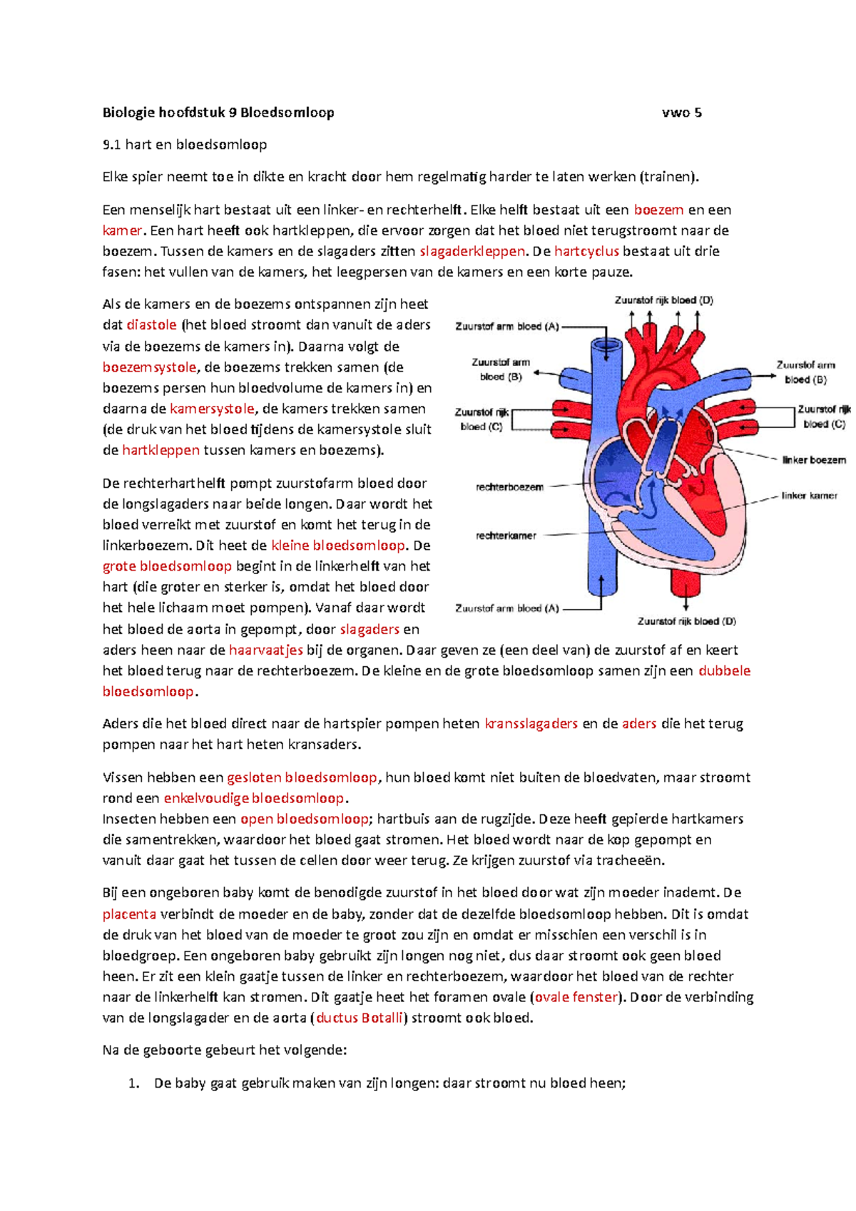 Biologie H9 Bloedsomloop - Biologie Hoofdstuk 9 Bloedsomloop Vwo 5 9 ...