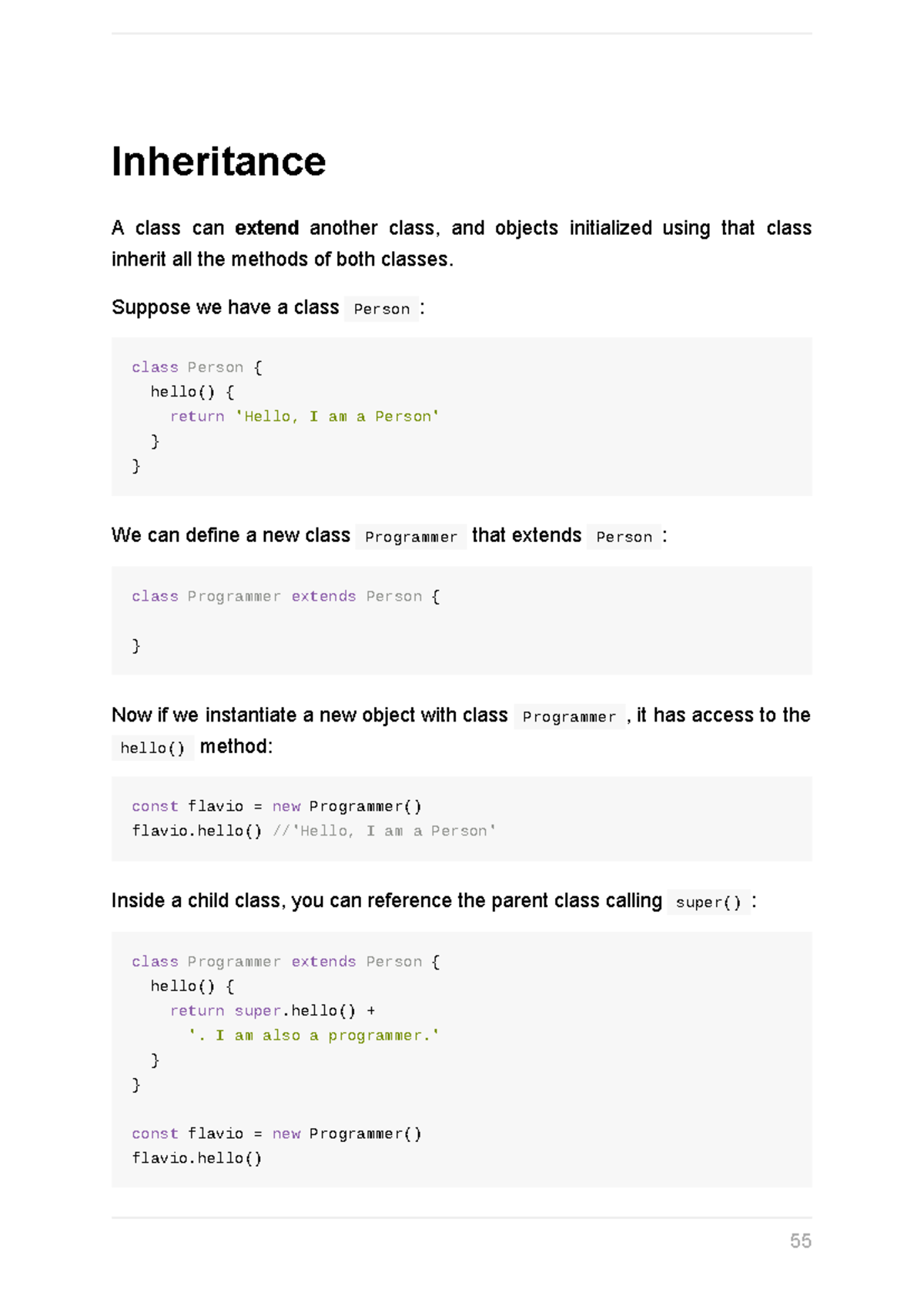 Javascript notes-55-59 - Inheritance A class can extend another class ...