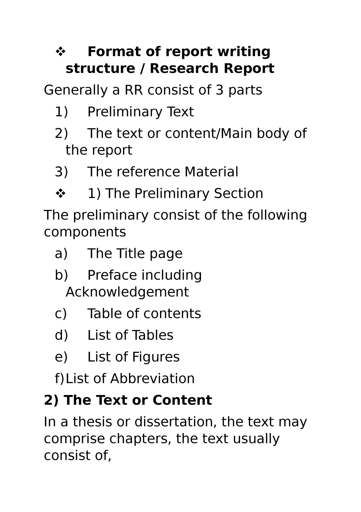 format of writing research report