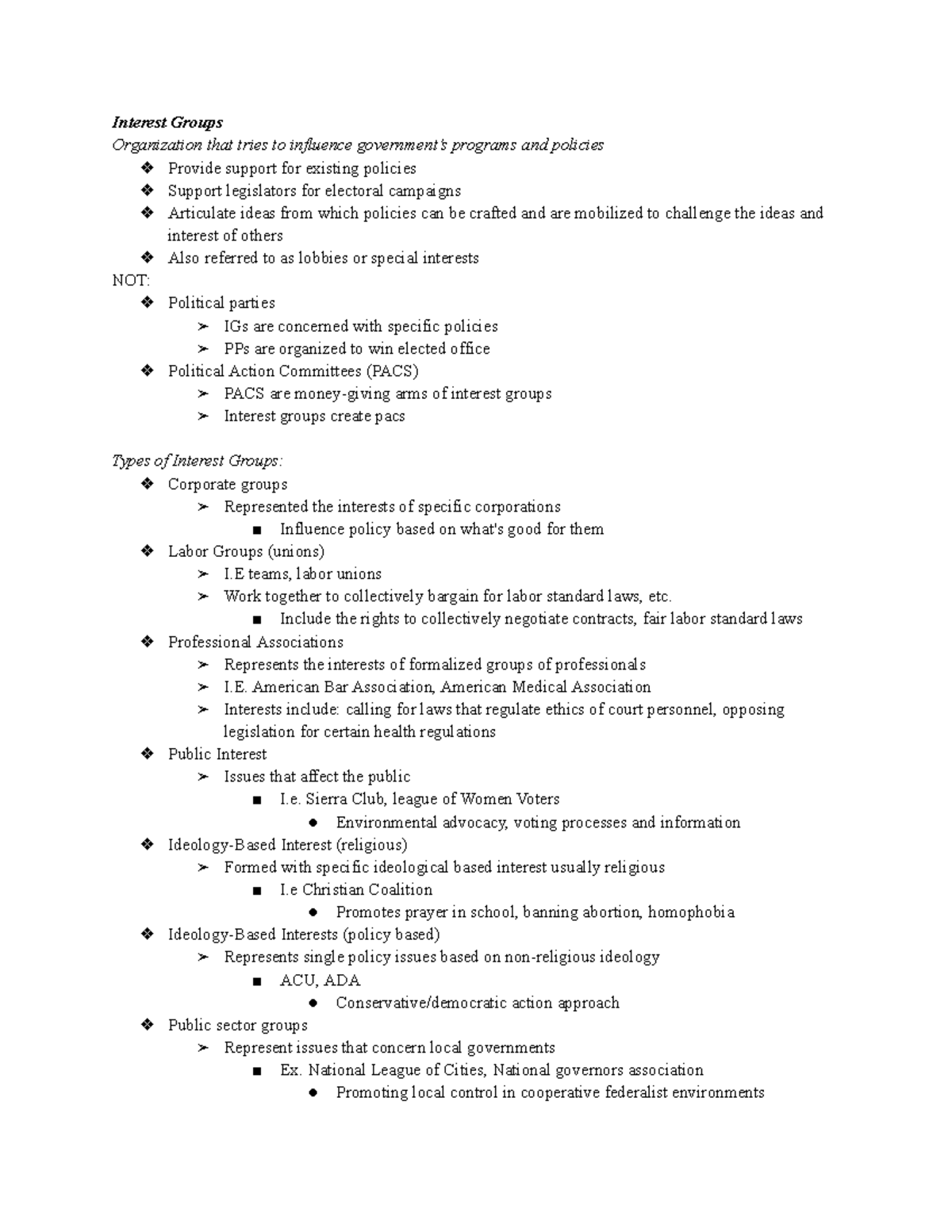 PSCI 2305 - 2 10 - Lecture notes on us government - Interest Groups ...