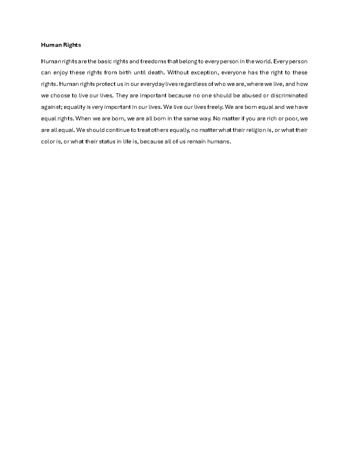 Human Rights - Human Rights Human rights are the basic rights and ...