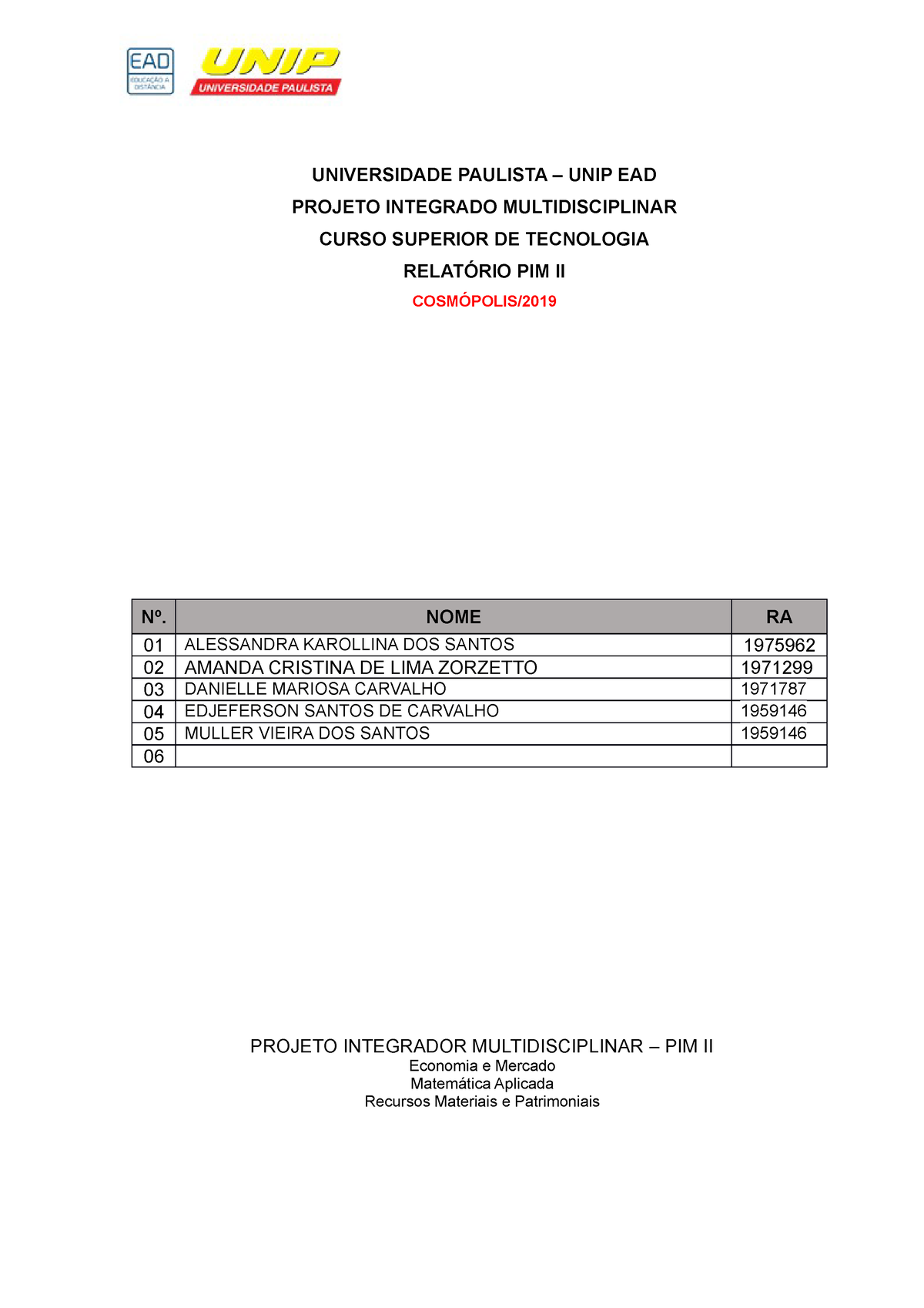 Projeto Integrado Multidisciplinar Unip Pim Ii Universidade Paulista