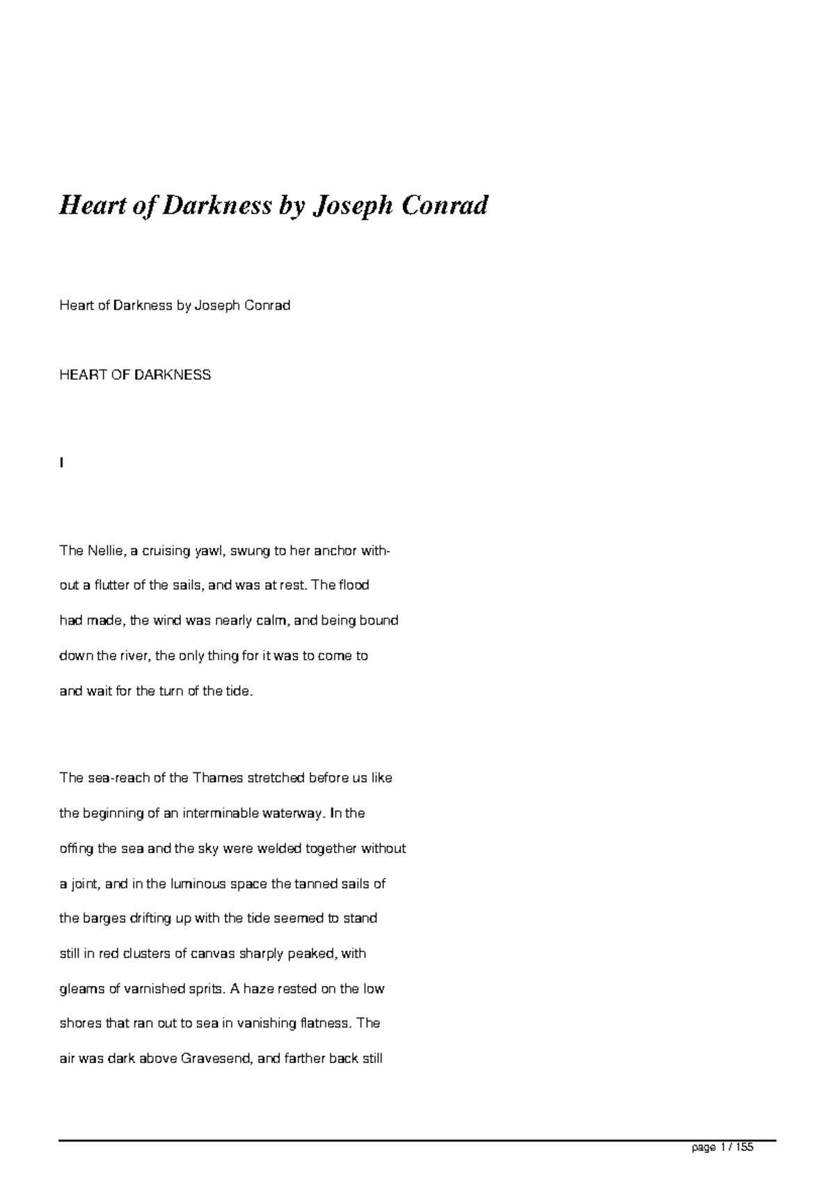 Heart-of-Darkness full text - Heart of Darkness by Joseph Conrad Heart ...