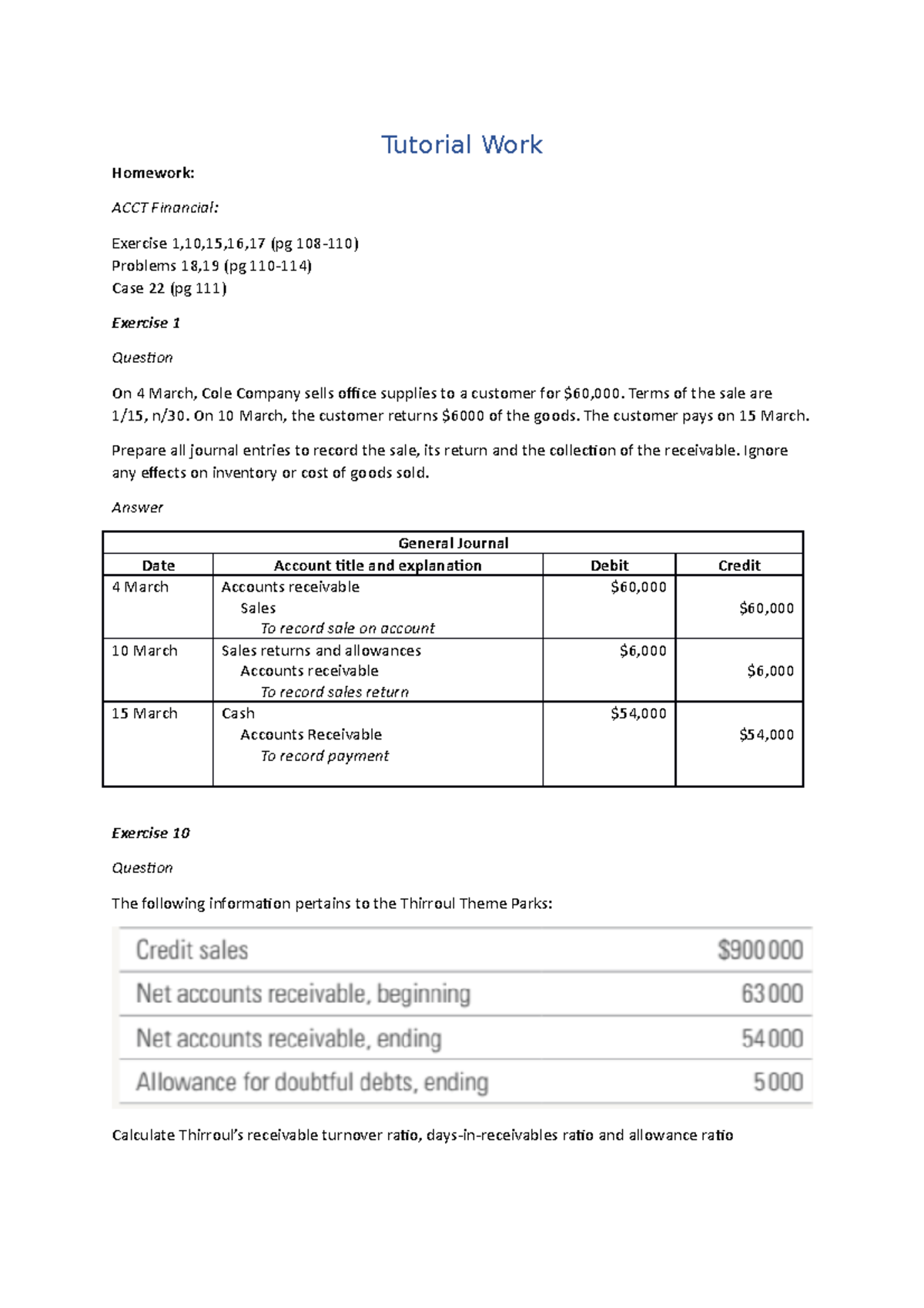 ACCT3 Week 7 Homework - Tutorial Work Homework: ACCT Financial ...