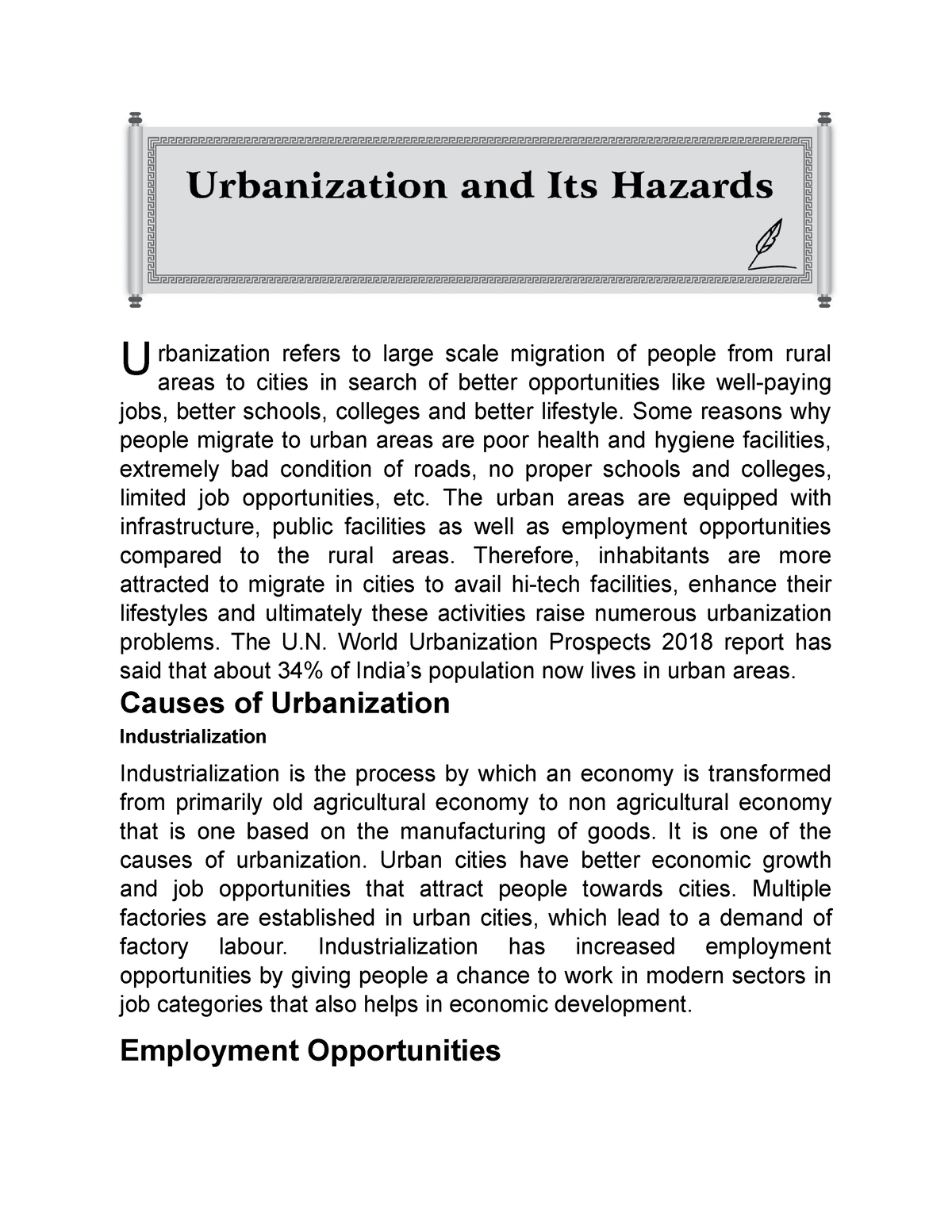 essay on the urbanization