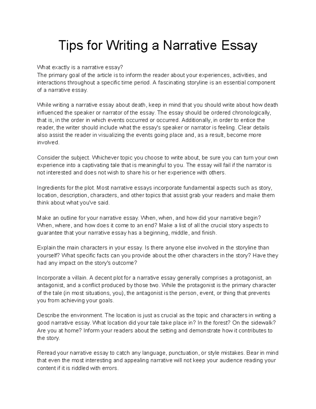 Tips For Writing A Narrative Essay A Fascinating Storyline Is An Essential Component Of A 