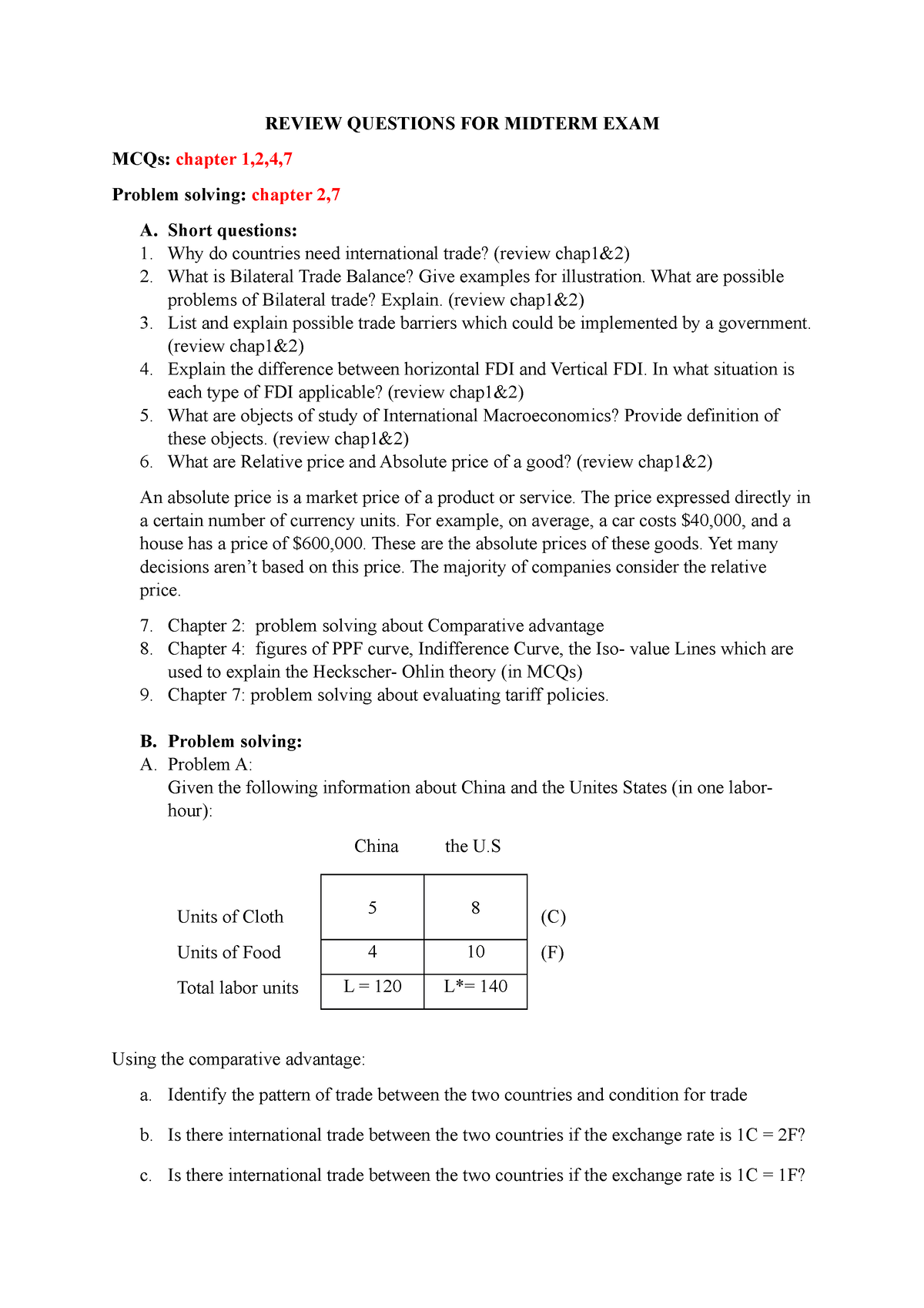 Review Questions For Midterm Exam 2022 - REVIEW QUESTIONS FOR MIDTERM ...