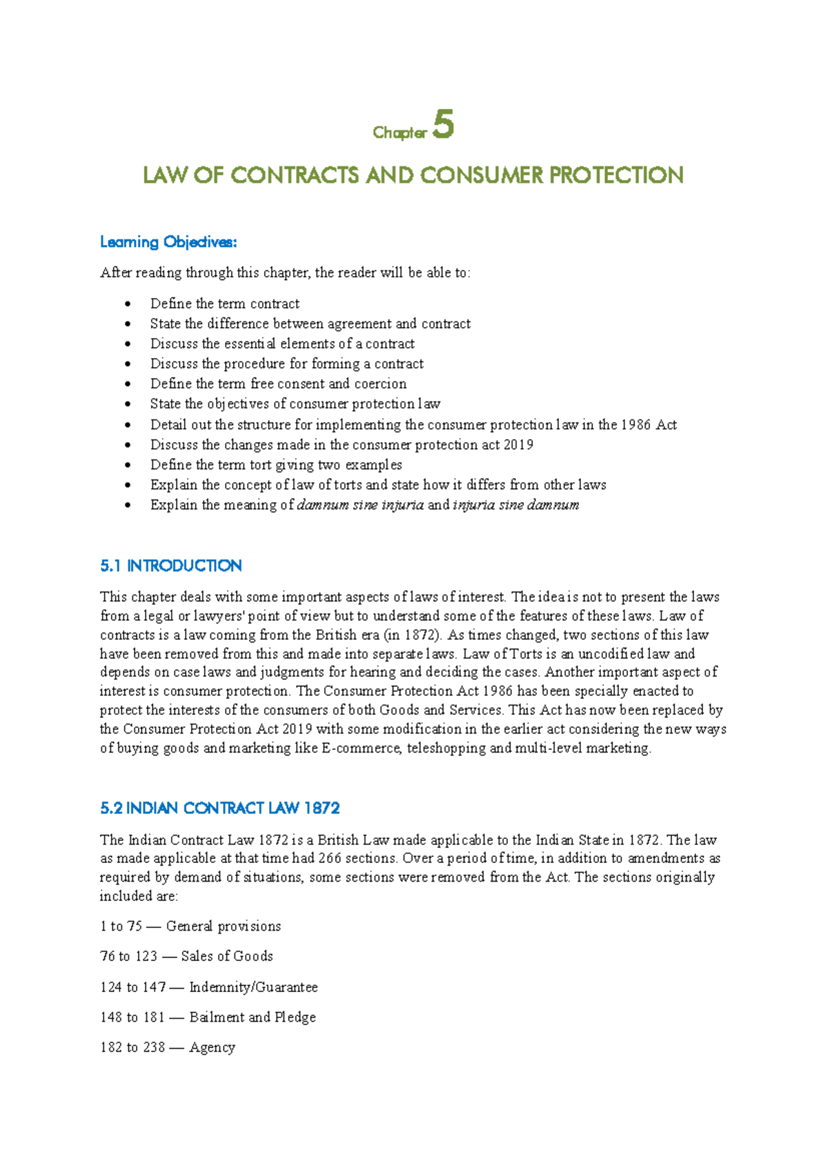 Chapter 5 LAW OF Contracts AND Consumer Protection - Chapter 5 LAW OF ...