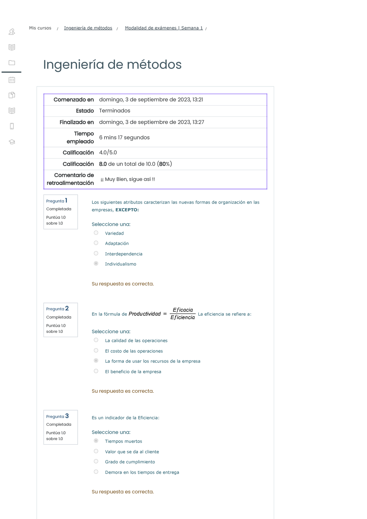 Modalidad De Exámenes Semana 1 Ingeniera De Metodos - Ingeniería De ...