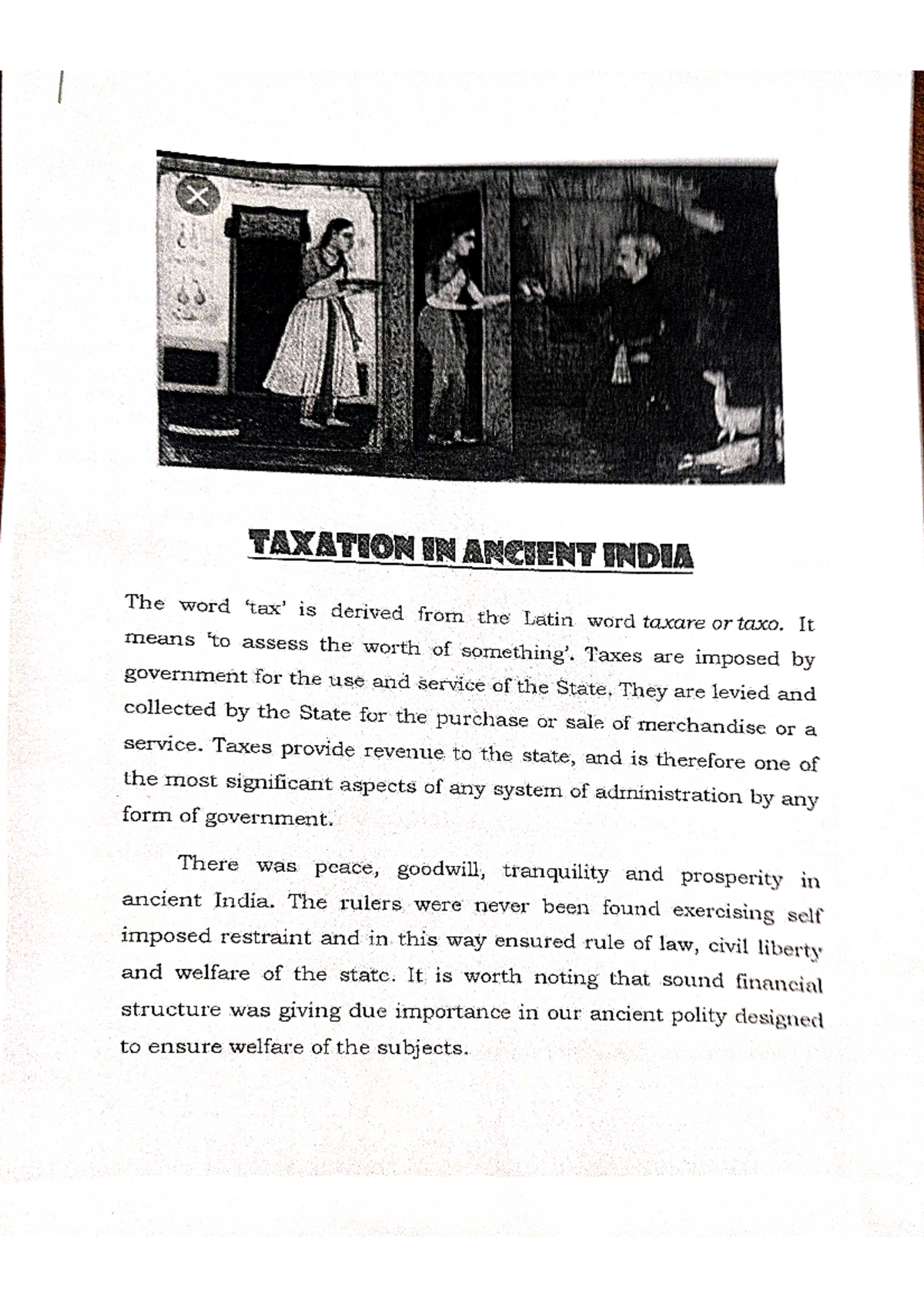 Taxation in Ancient India B.ALLB Studocu