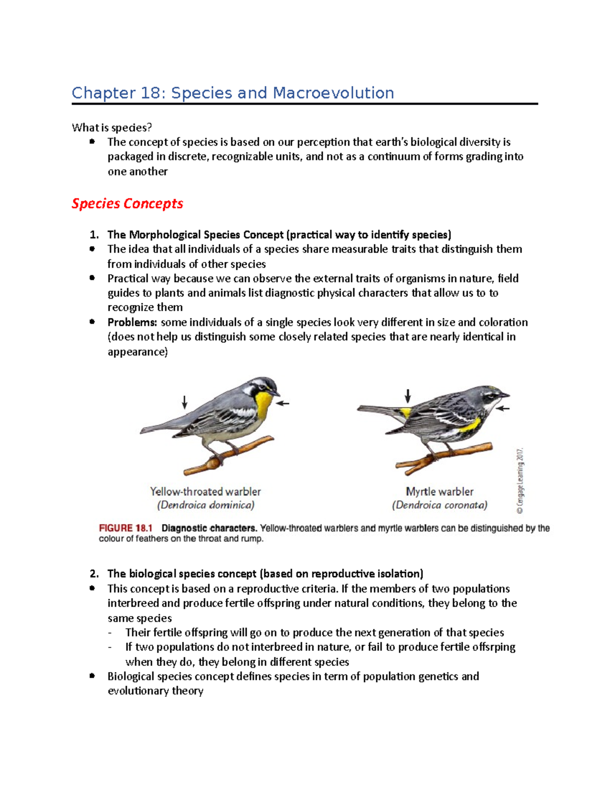 Chapter 18- Macro - textbook notes - Chapter 18: Species and ...