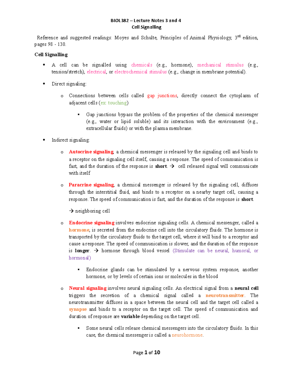 3 4 382 Lecture Notes Cell Signalling Reference And Suggested