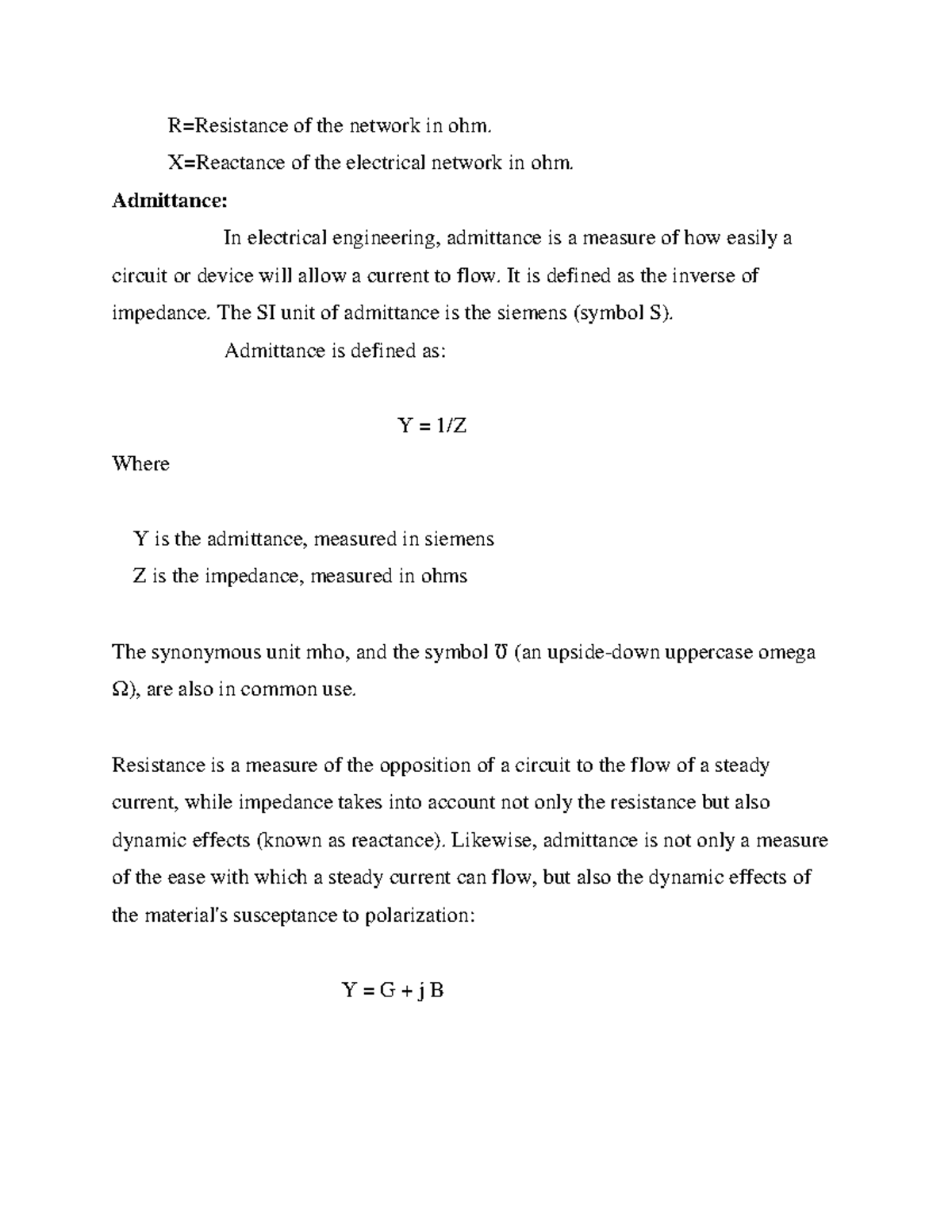 Power Factor - R=Resistance of the network in ohm. X=Reactance of the ...