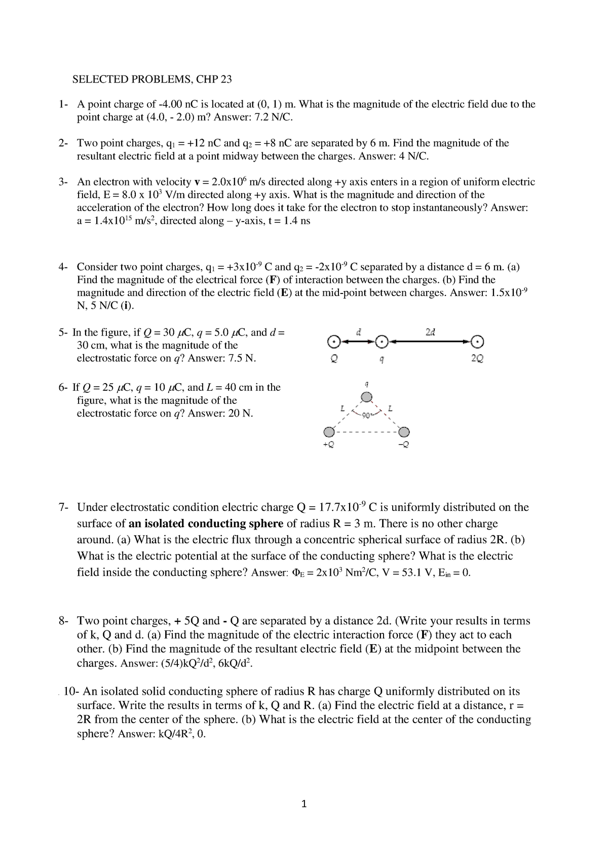 Selected Problems Chapter 23 Selected Problems Chp 23 1 A Point Charge Of 4 00 Nc Is Located At Studocu